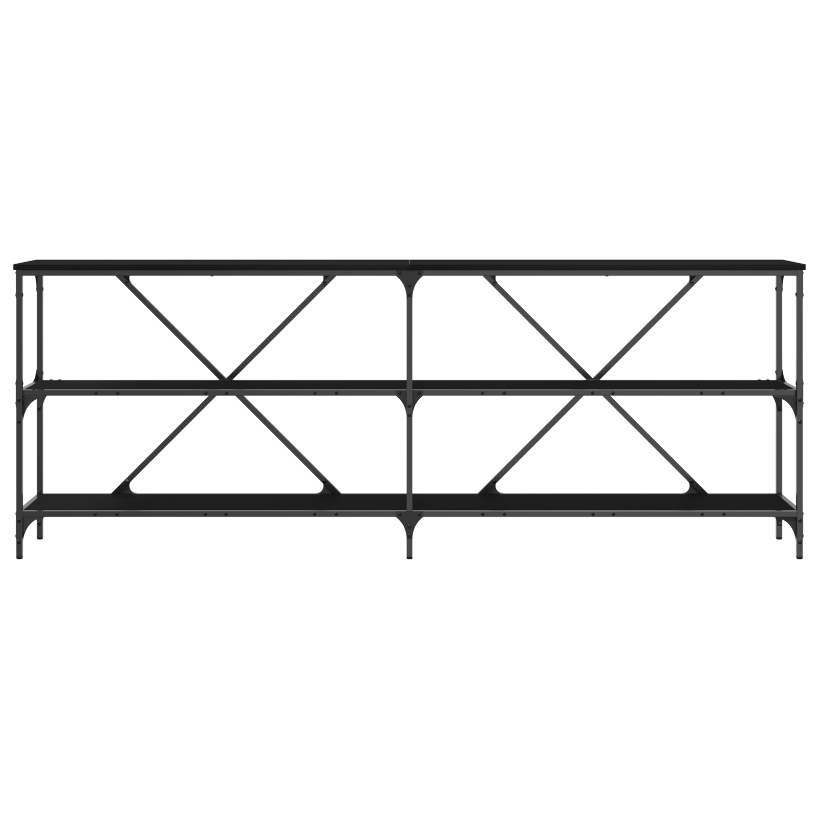 Masa consola, stejar negru, 200x30x75 cm, lemn prelucrat & otel — imaginea 5