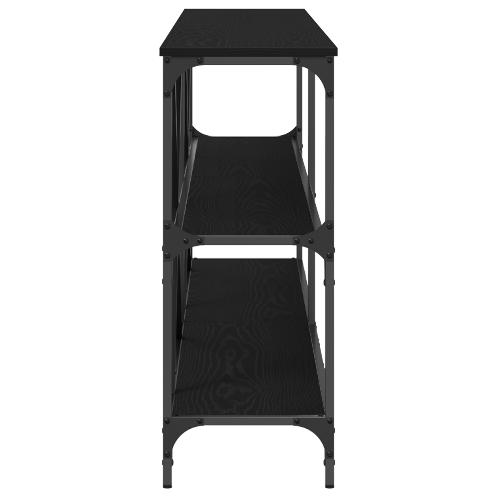 Masa consola, stejar negru, 200x30x75 cm, lemn prelucrat & otel — imaginea 6