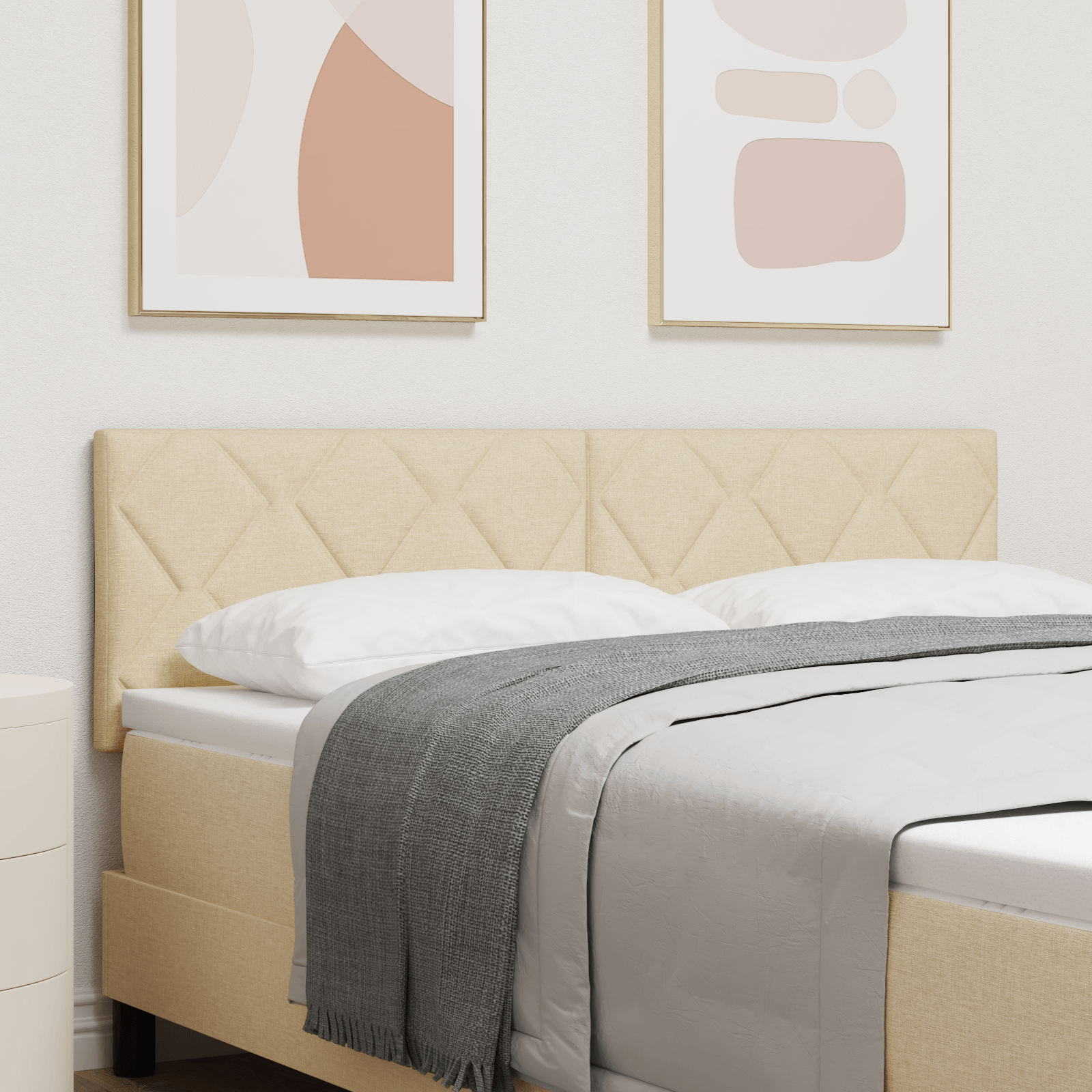 Tablie de pat model romboidal crem 160 cm textil