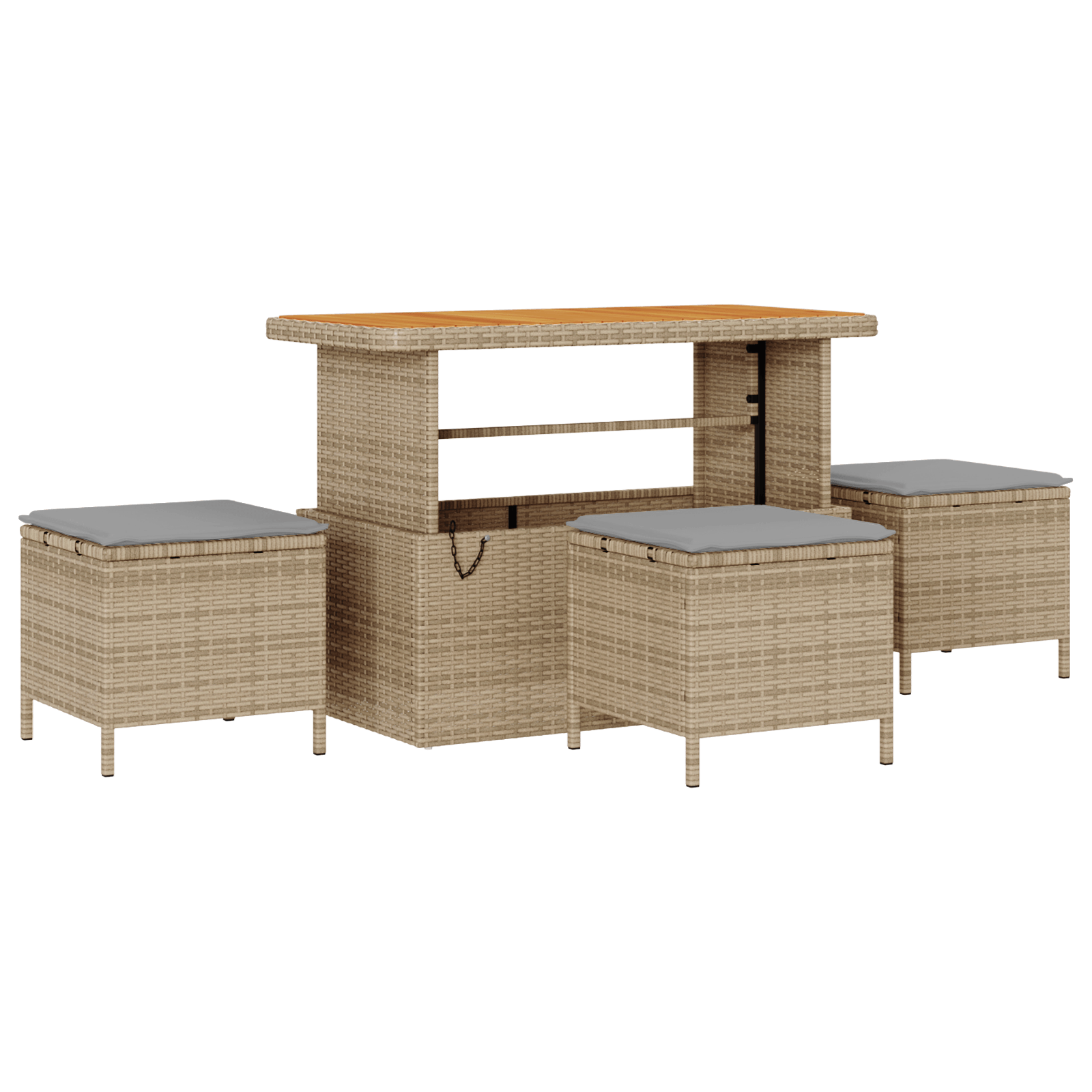 Set mobilier gradina, 4 piese, perne bej, poliratan & acacia — imaginea 2