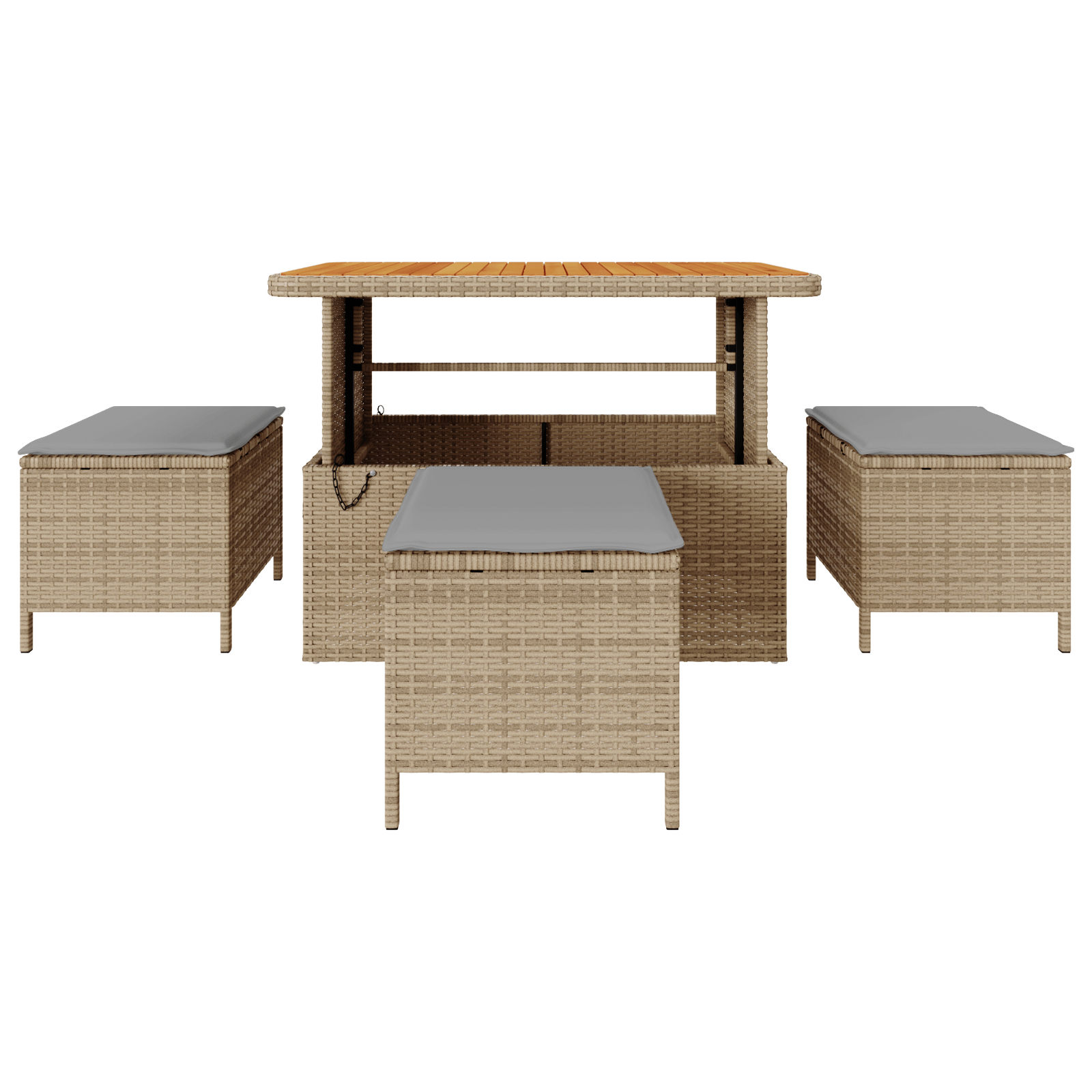 Set mobilier gradina, 4 piese, perne bej, poliratan & acacia — imaginea 7