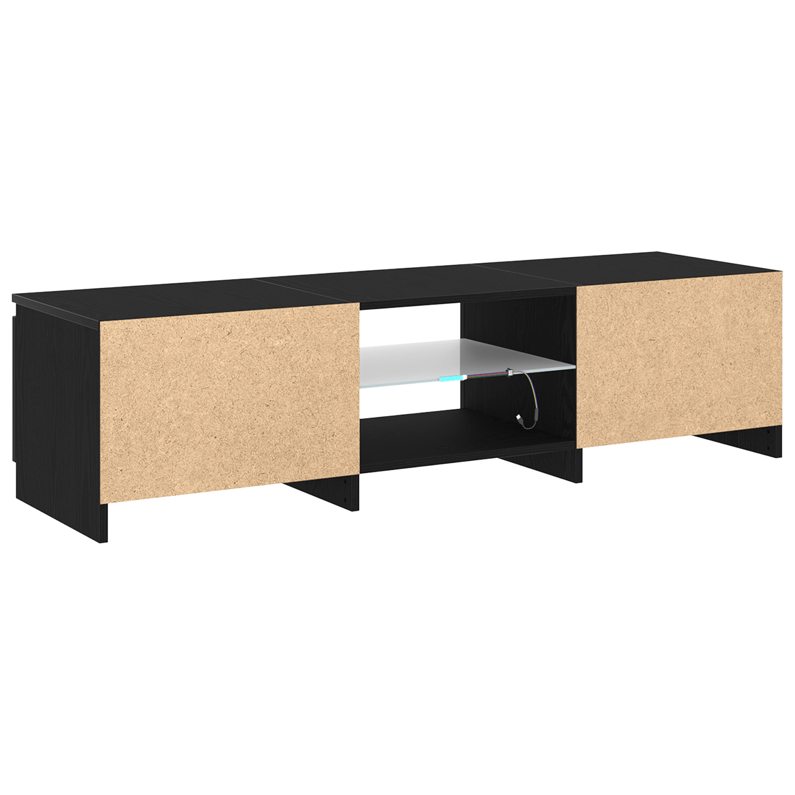 Dulap TV cu lumini LED Stejar Negru 140x40x35,5 cm Lemn — imaginea 6