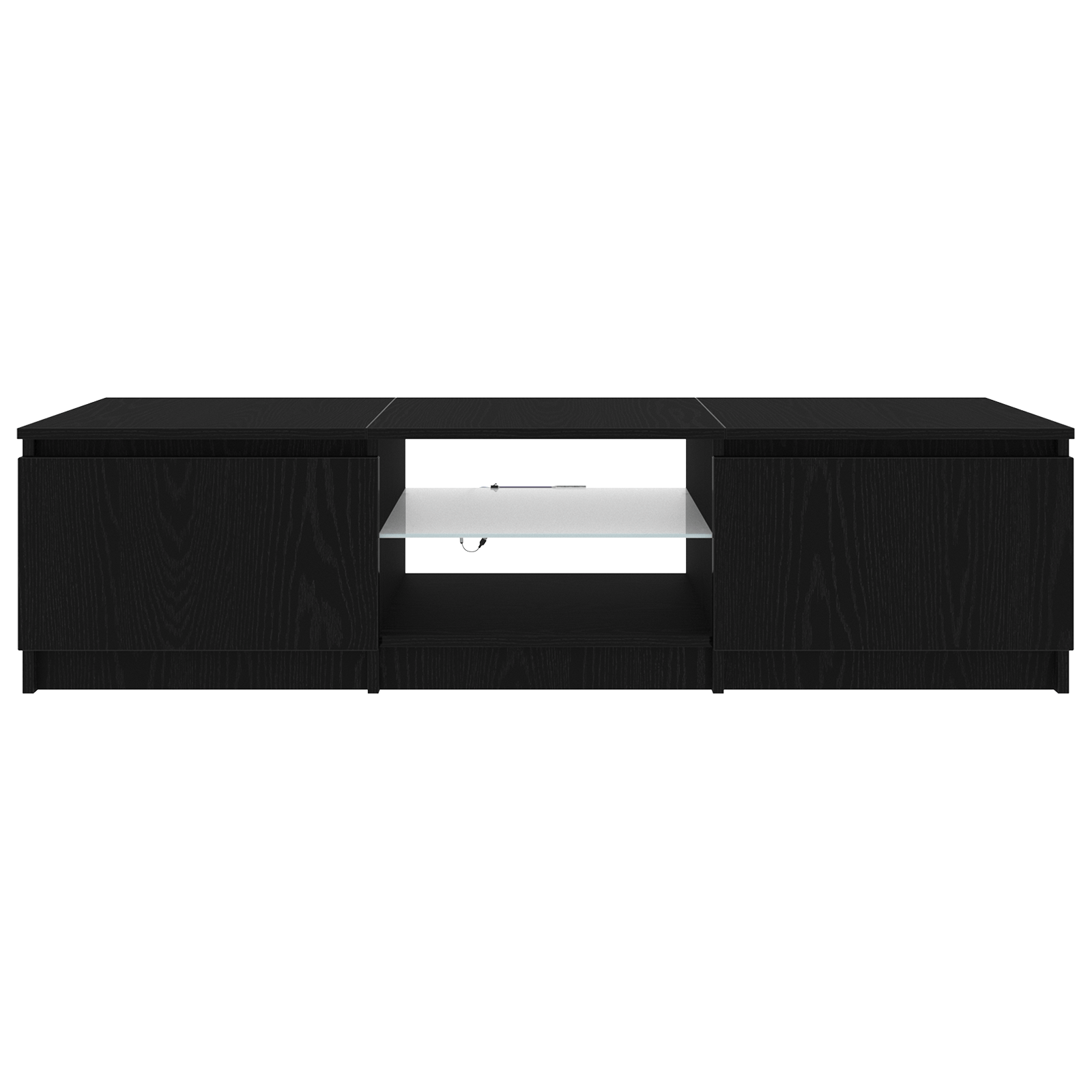 Dulap TV cu lumini LED Stejar Negru 140x40x35,5 cm Lemn — imaginea 7