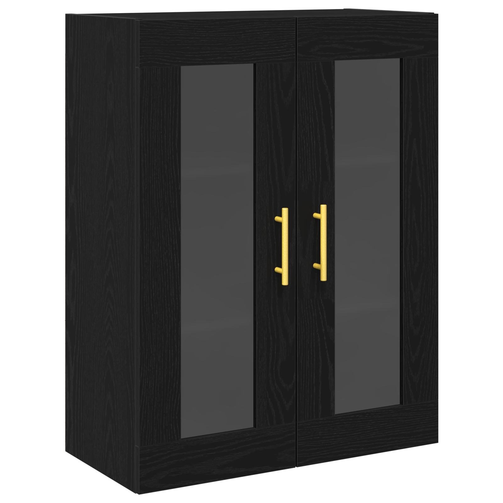 Dulap de perete cu usi din sticla, stejar negru, 69,5x34x90 cm — imaginea 2