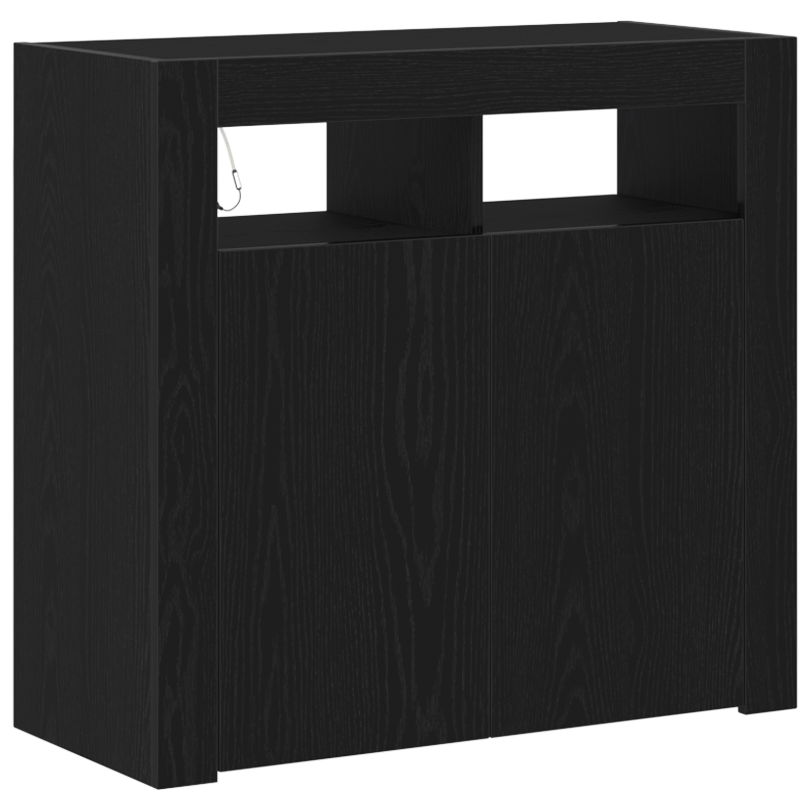 Dulap cu LED-uri, stejar negru, 80x35x75 cm, lemn prelucrat — imaginea 2