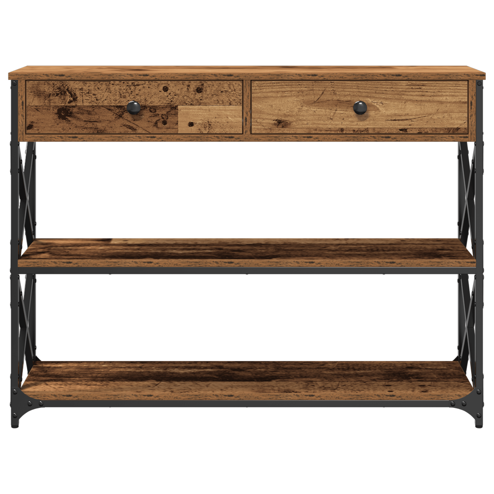 Masa consola, lemn vechi, 100x28x75 cm, lemn prelucrat si otel — imaginea 6