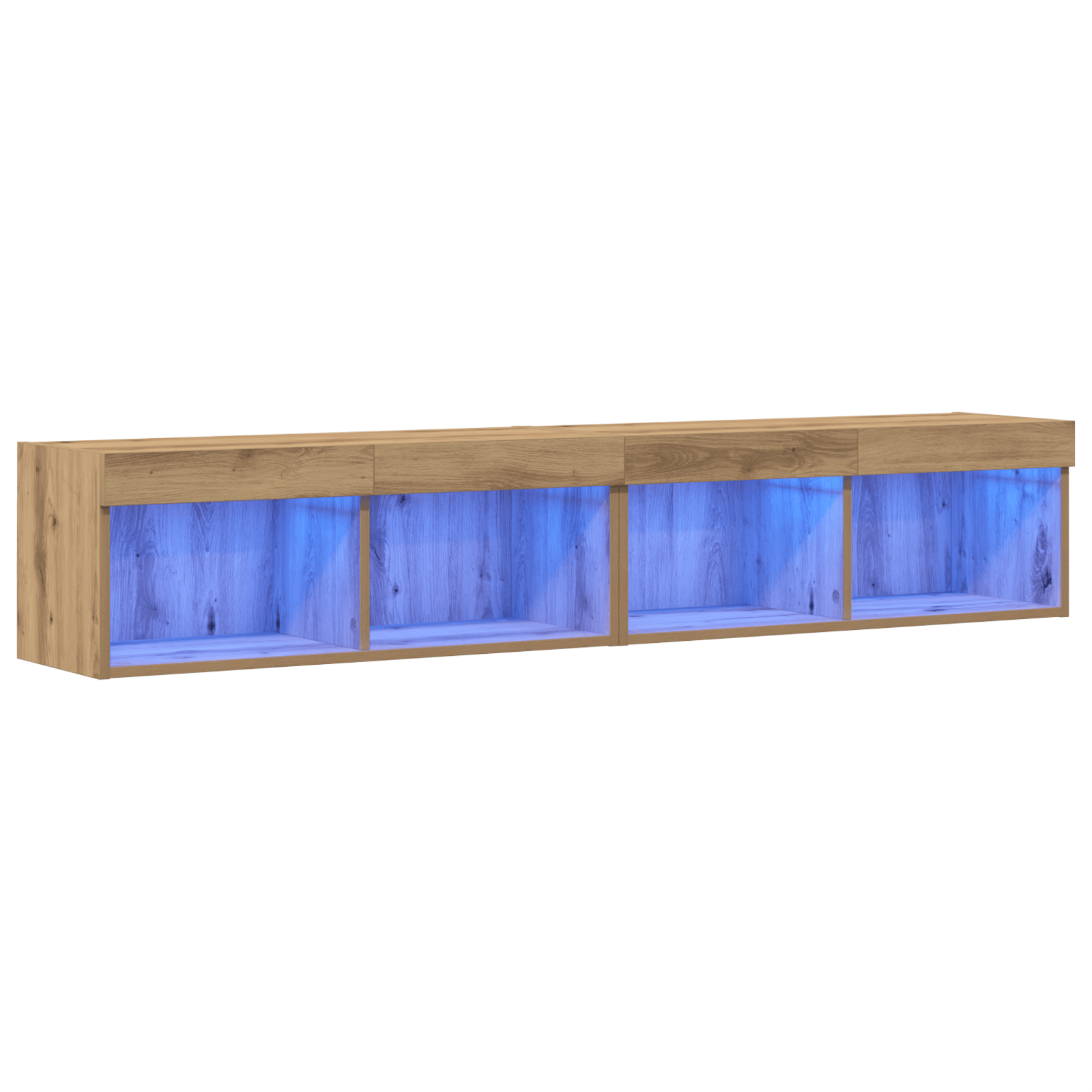Dulap TV de perete cu LED, 2 buc., stejar artizanal 80x30x30 cm — imaginea 2