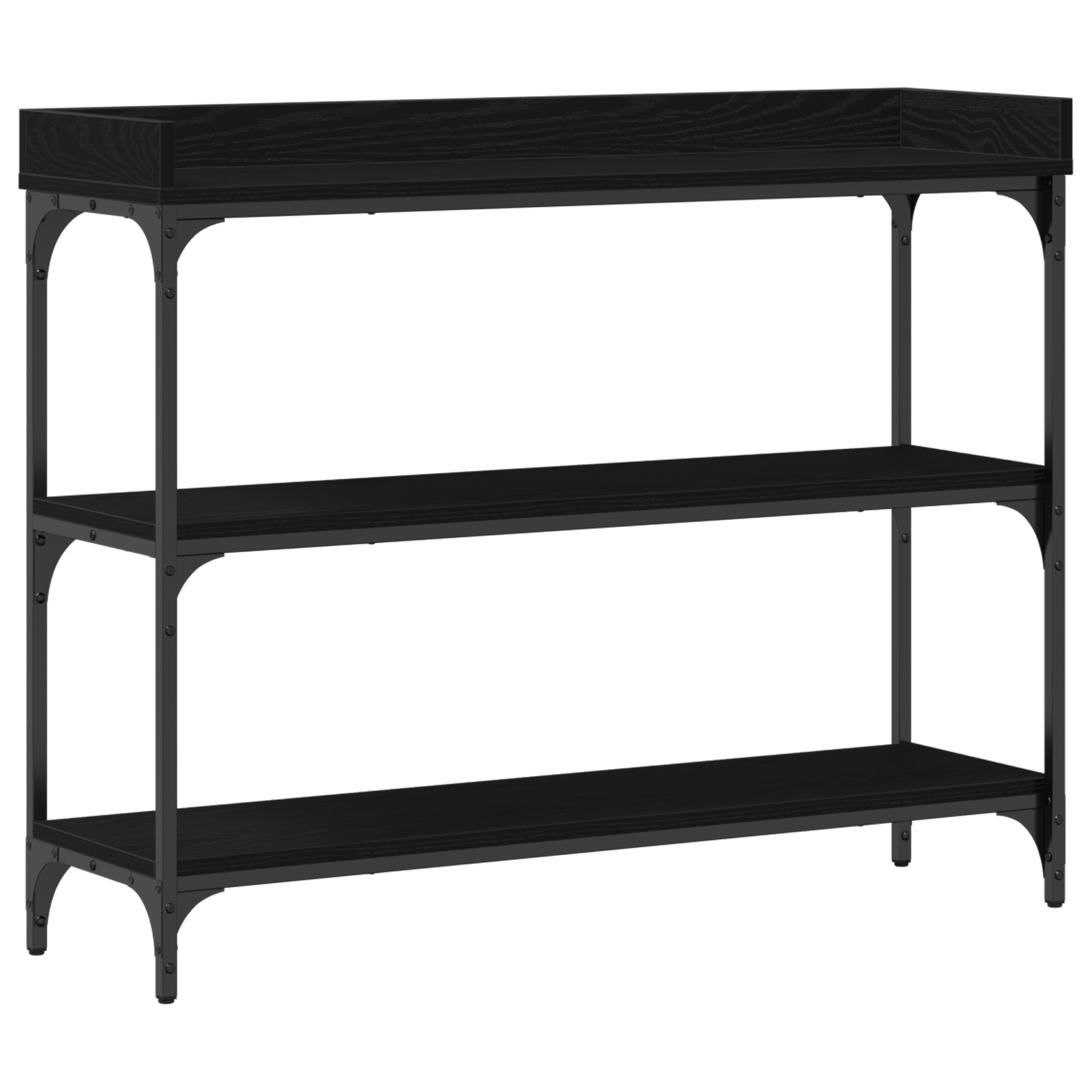 Masa consola, stejar negru, 100x30x80 cm, lemn prelucrat & otel — imaginea 2