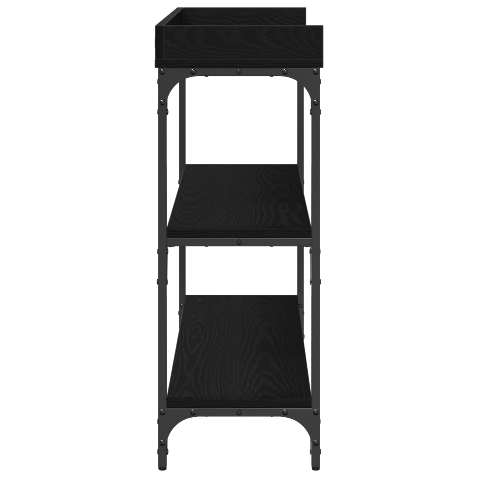 Masa consola, stejar negru, 100x30x80 cm, lemn prelucrat & otel — imaginea 6