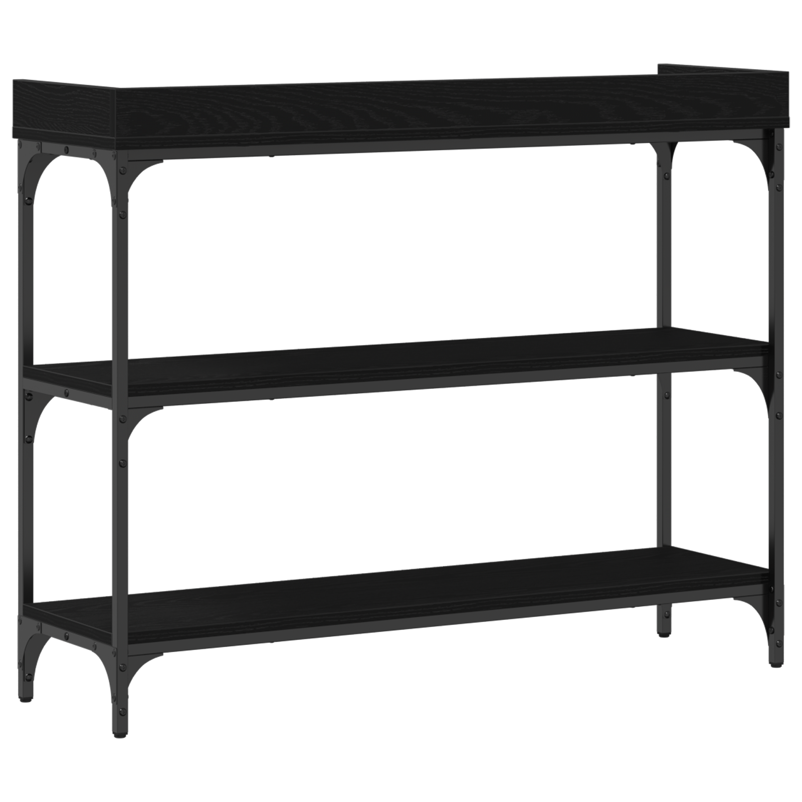 Masa consola, stejar negru, 100x30x80 cm, lemn prelucrat & otel — imaginea 7