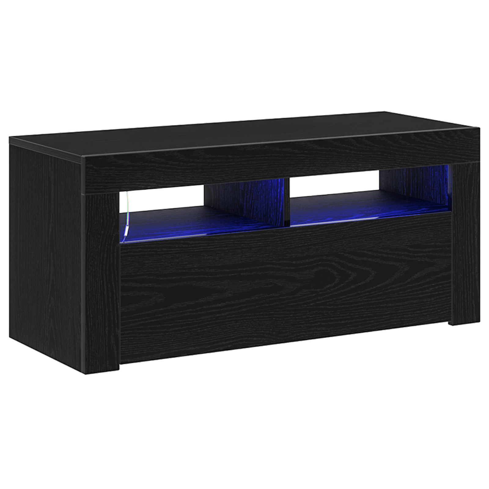 Dulap TV cu LED, stejar negru, 90x35x40 cm, lemn prelucrat — imaginea 5