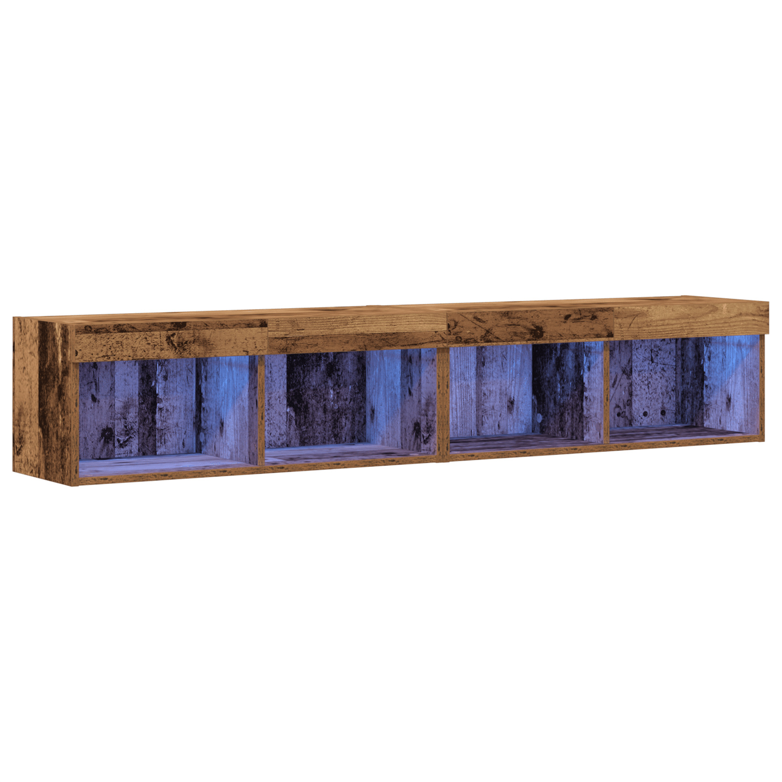 Dulap TV de perete cu LED, 2 buc., lemn vechi, 80x30x30 cm — imaginea 2