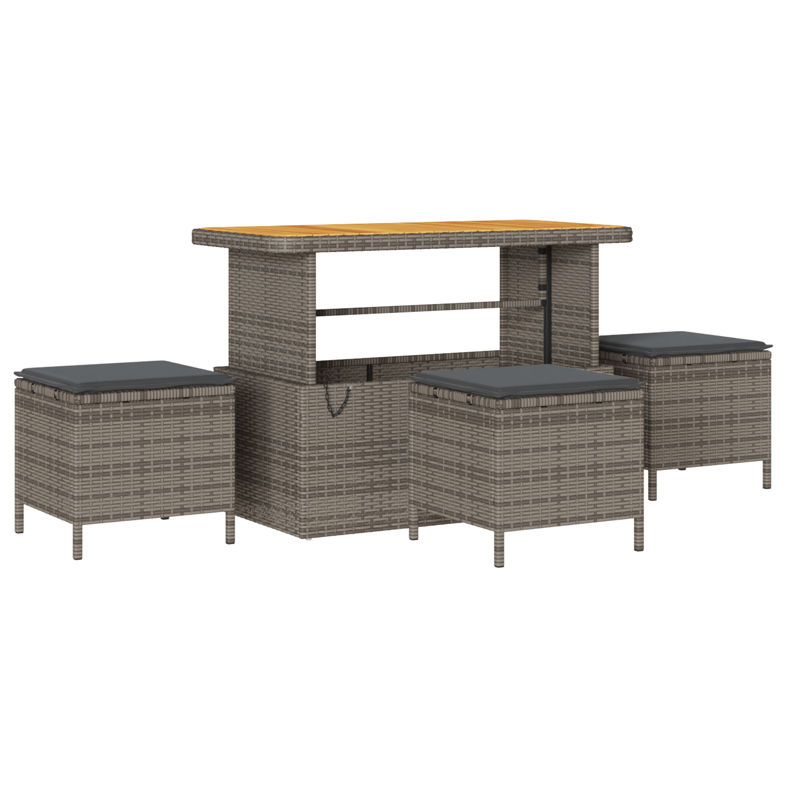 Set mobilier gradina, 4 piese, perne gri, poliratan & acacia — imaginea 2