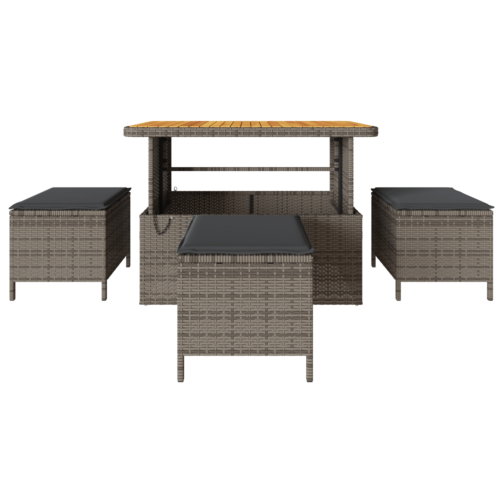 Set mobilier gradina, 4 piese, perne gri, poliratan & acacia — imaginea 7