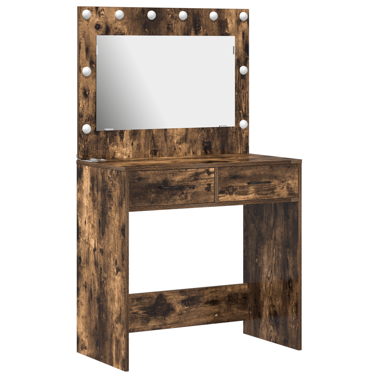 Masa de toaleta cu lumini LED, stejar fumuriu, 78,5x41x135 cm — imaginea 2