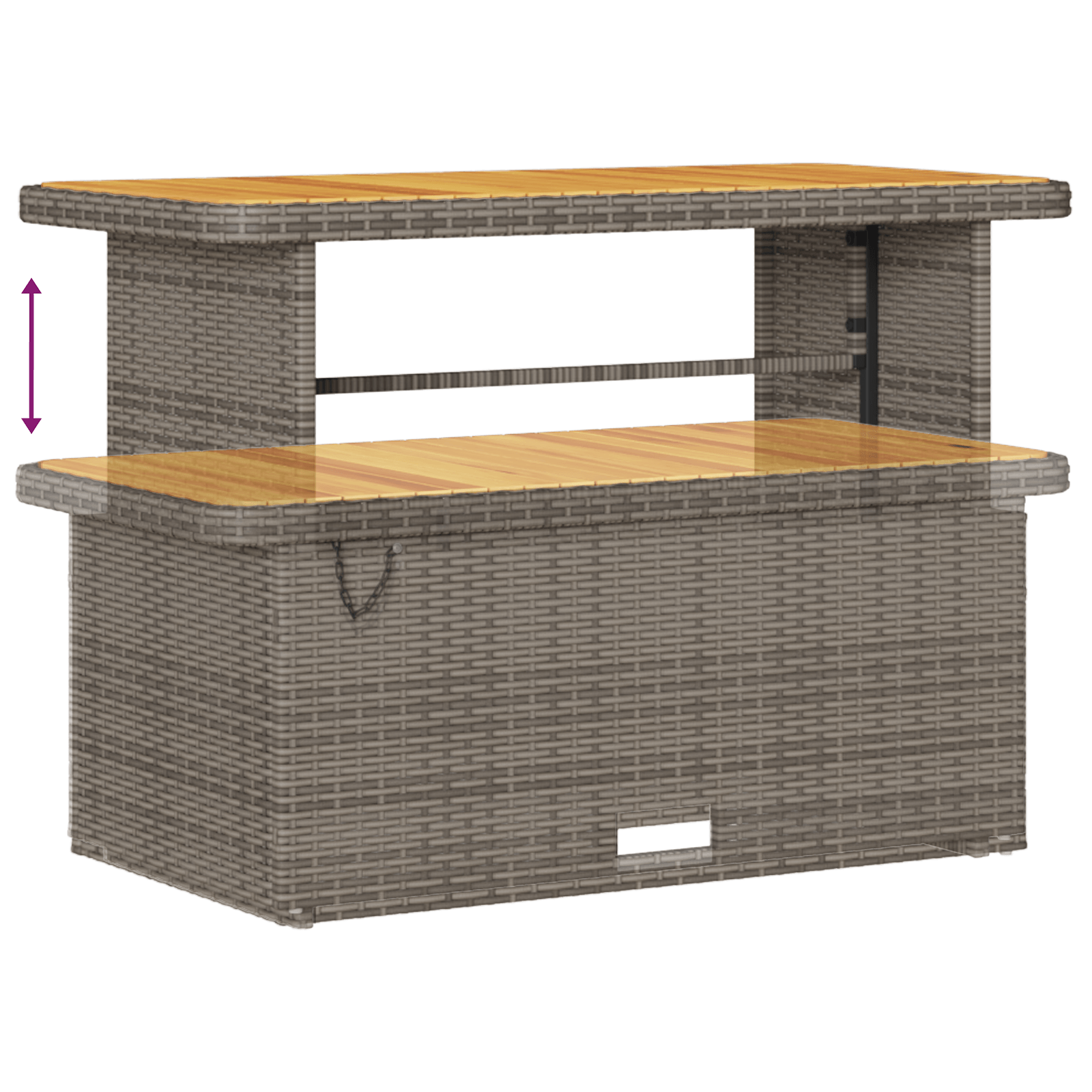 Set mobilier gradina, 4 piese, perne gri, poliratan & acacia — imaginea 11