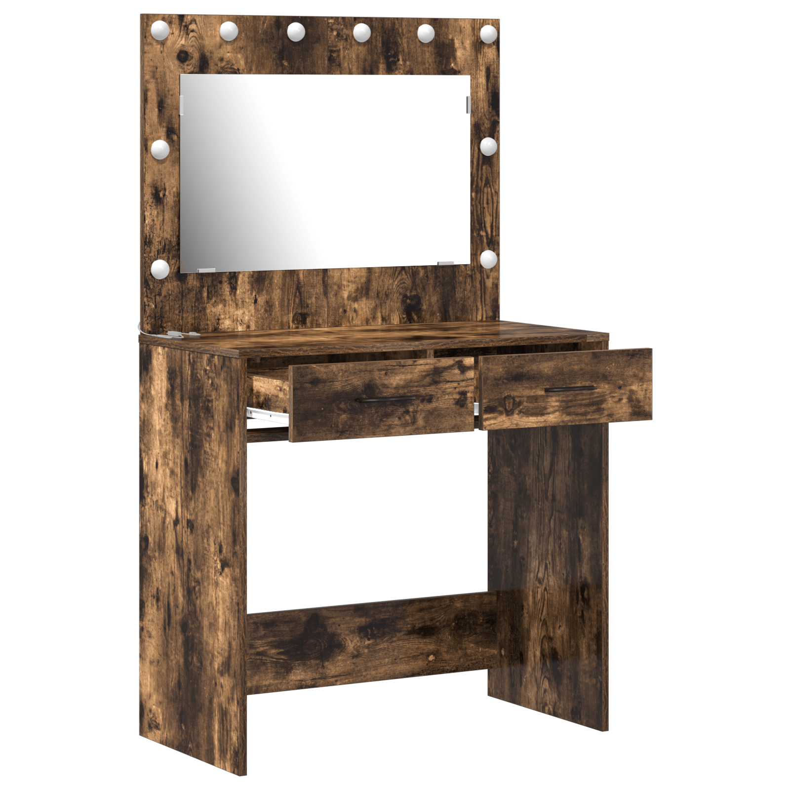 Masa de toaleta cu lumini LED, stejar fumuriu, 78,5x41x135 cm — imaginea 4