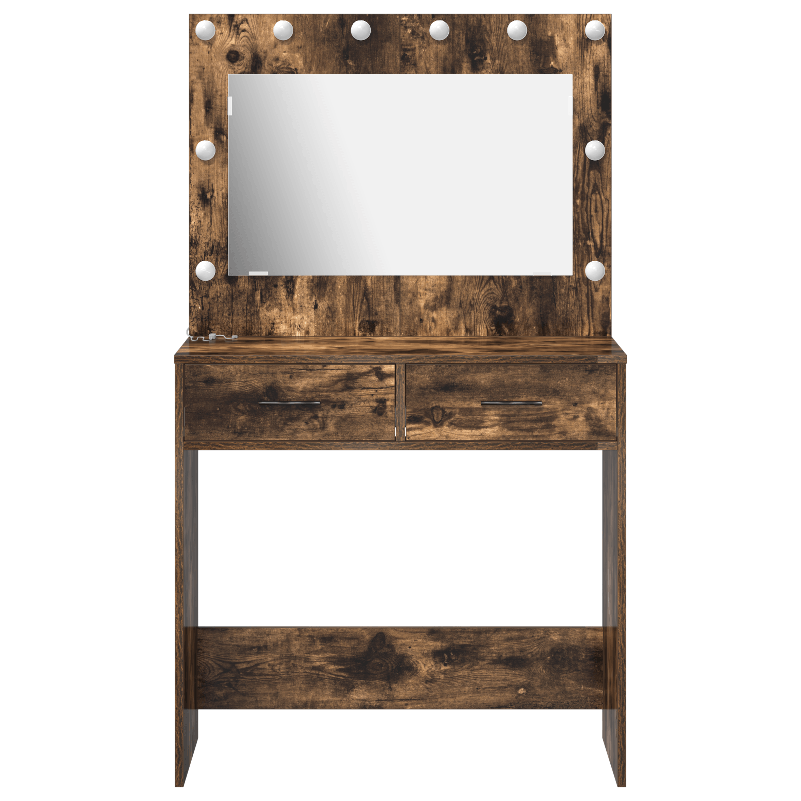 Masa de toaleta cu lumini LED, stejar fumuriu, 78,5x41x135 cm — imaginea 5