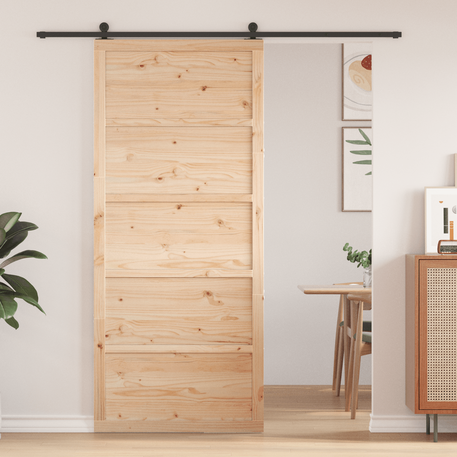 Usa de hol din pin Lemn natural 80 x 2.5 x 208 cm Durabila