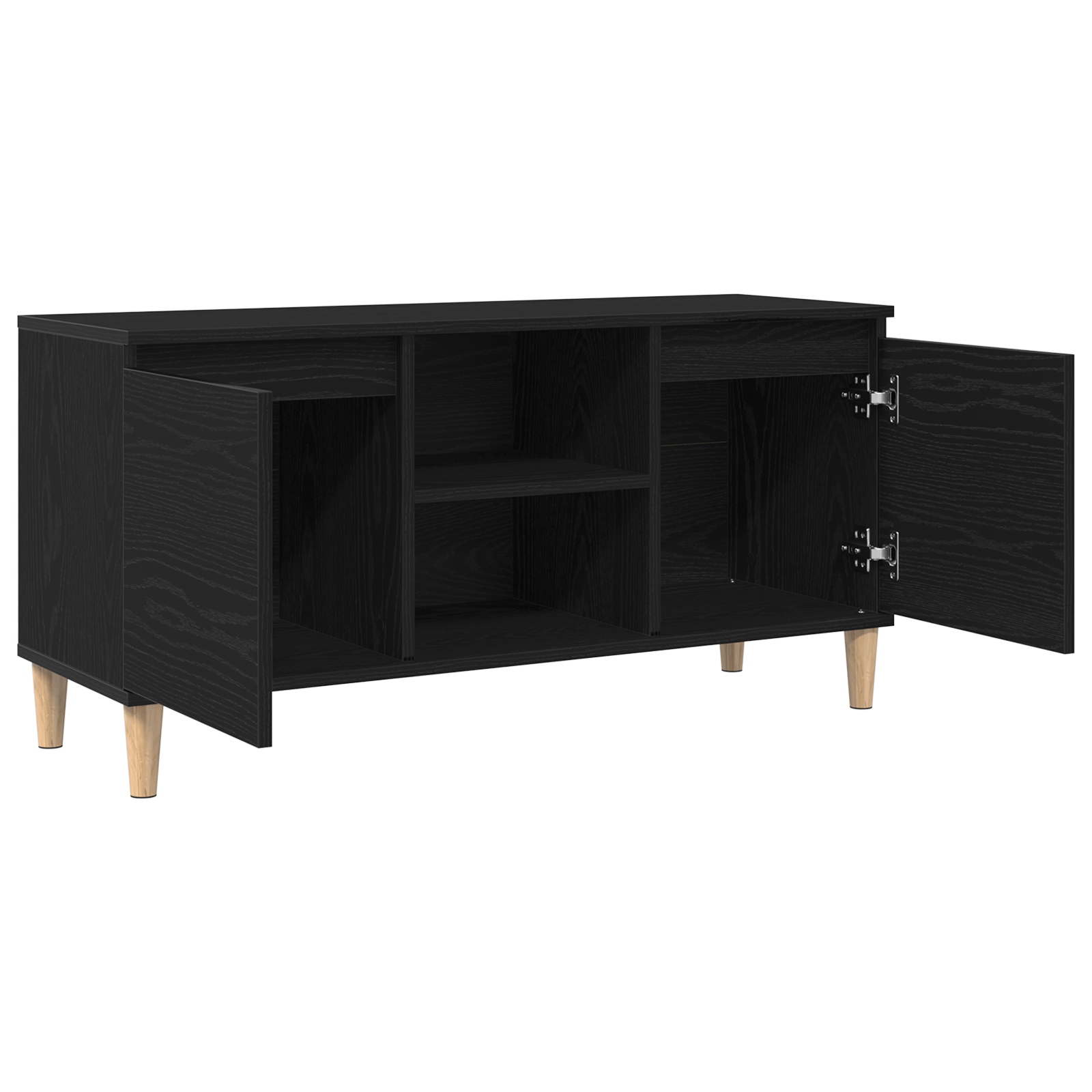 Dulap TV cu picioare din lemn, stejar negru, 102x35x50 cm — imaginea 5