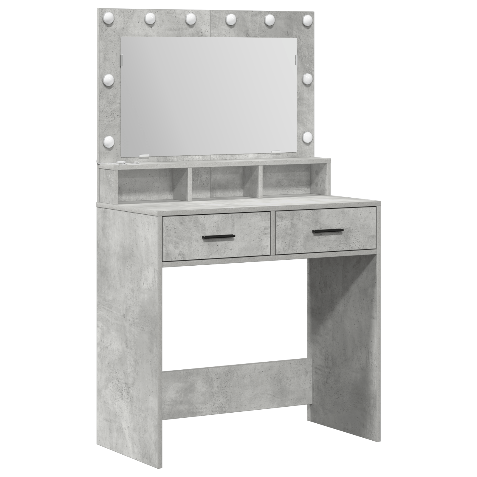 Masa de toaleta cu lumini LED, gri beton, 79x41x135 cm — imaginea 2