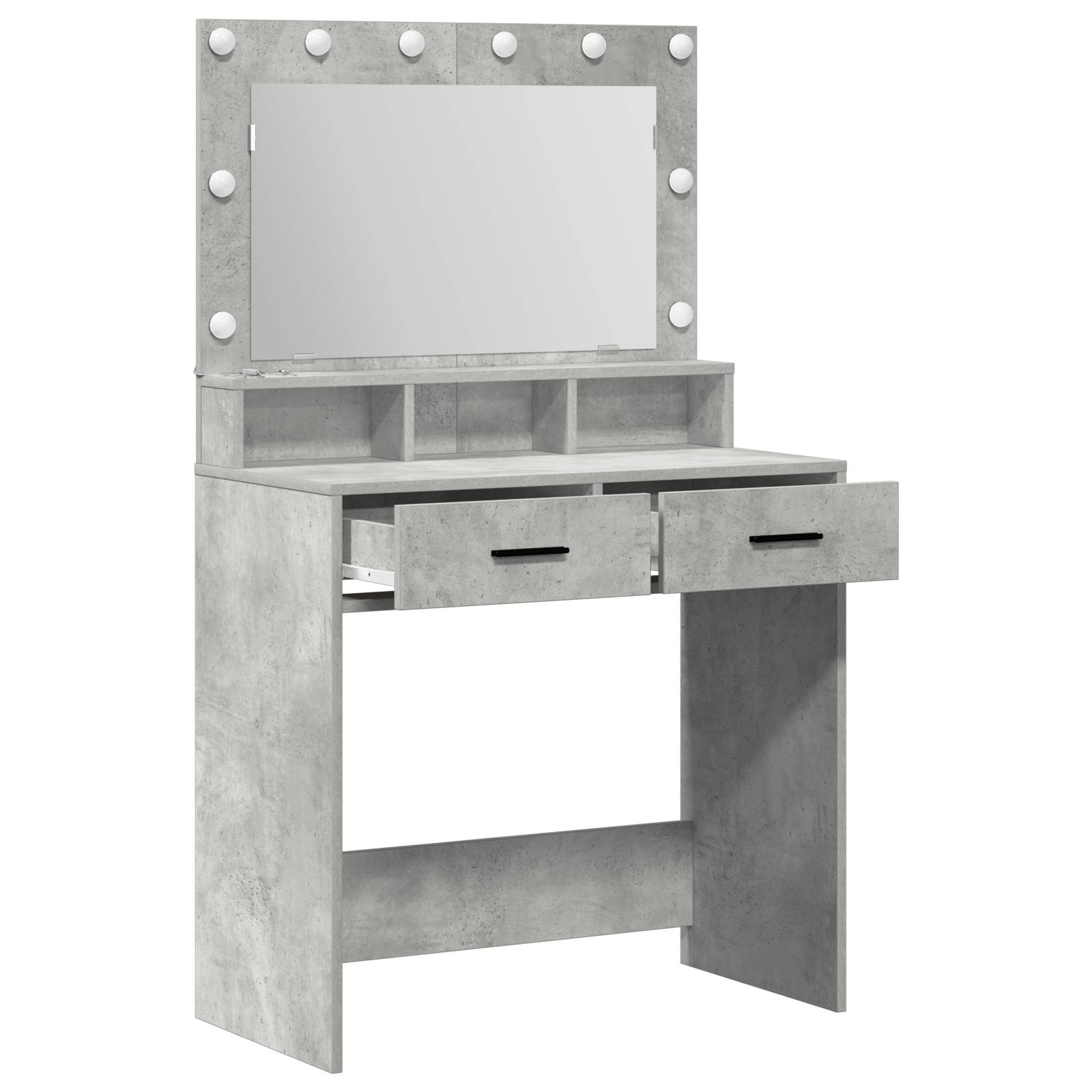 Masa de toaleta cu lumini LED, gri beton, 79x41x135 cm — imaginea 4