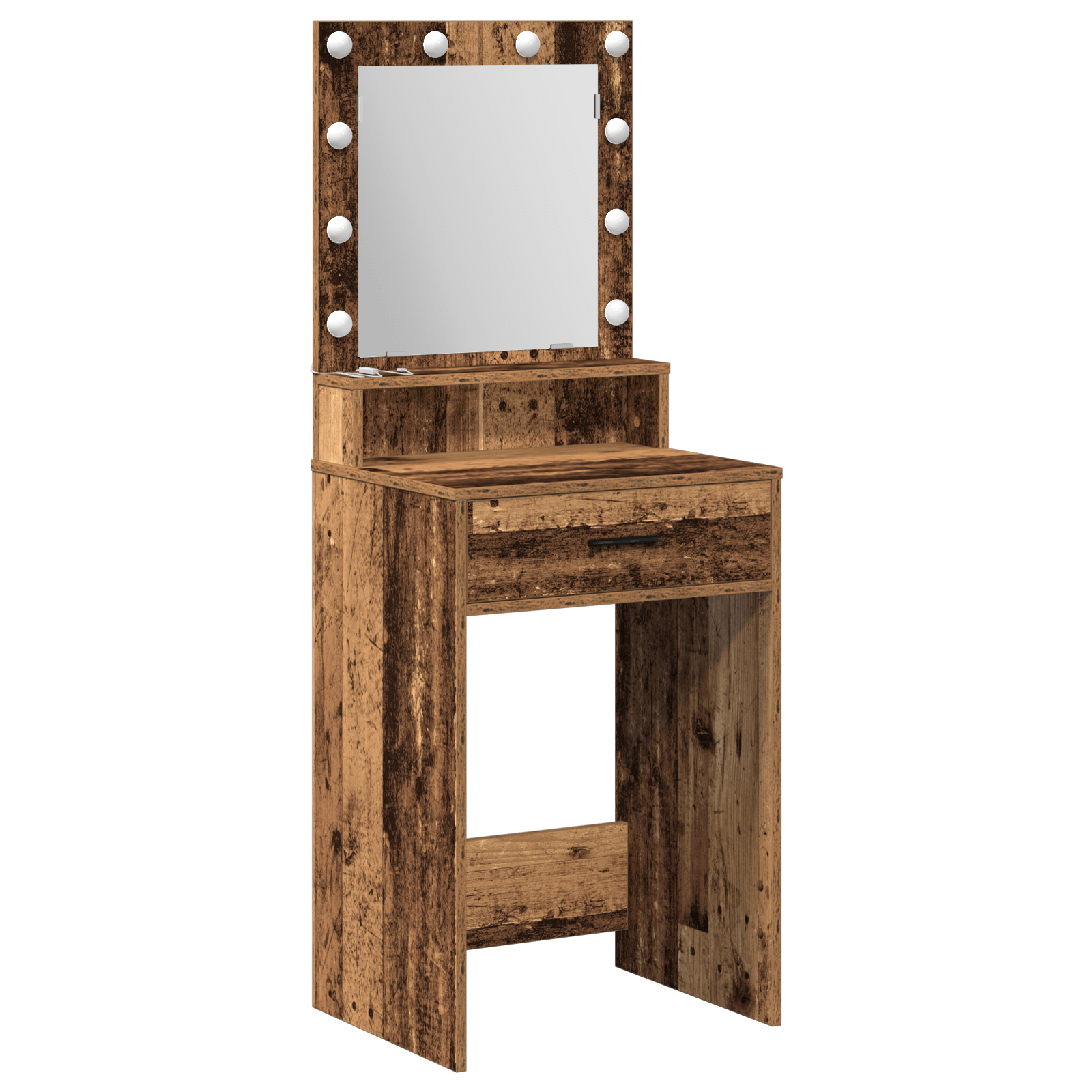 Masa de toaleta cu lumini LED, lemn vechi, 50x41x135 cm — imaginea 2