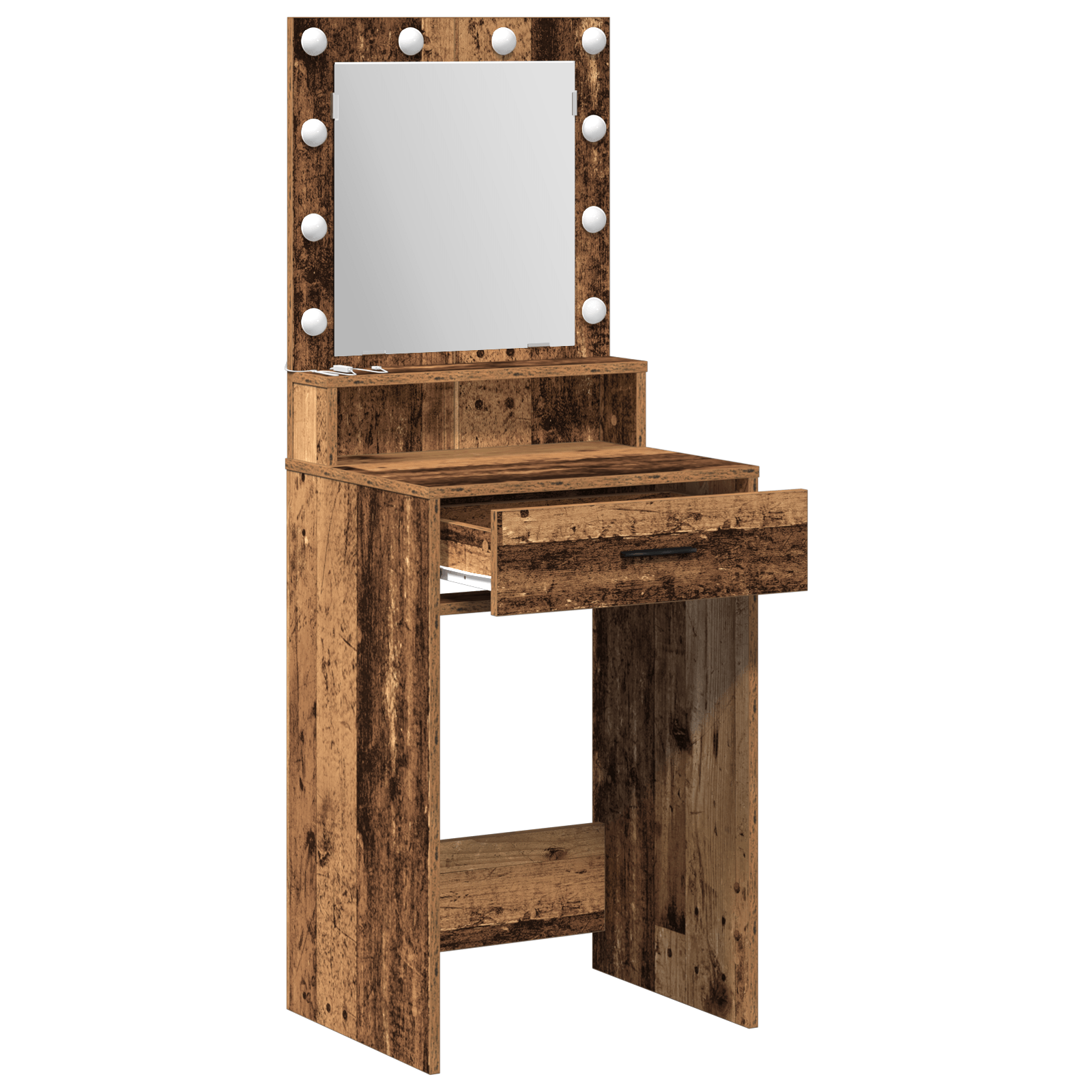 Masa de toaleta cu lumini LED, lemn vechi, 50x41x135 cm — imaginea 4