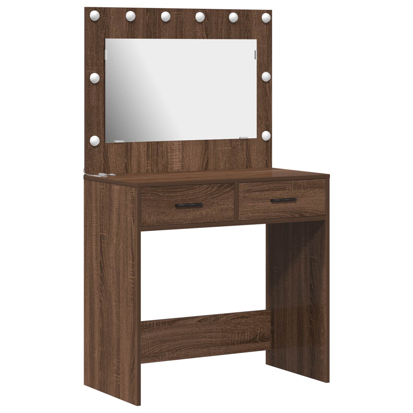 Masa de toaleta cu lumini LED, stejar maro, 78,5x41x135 cm — imaginea 2
