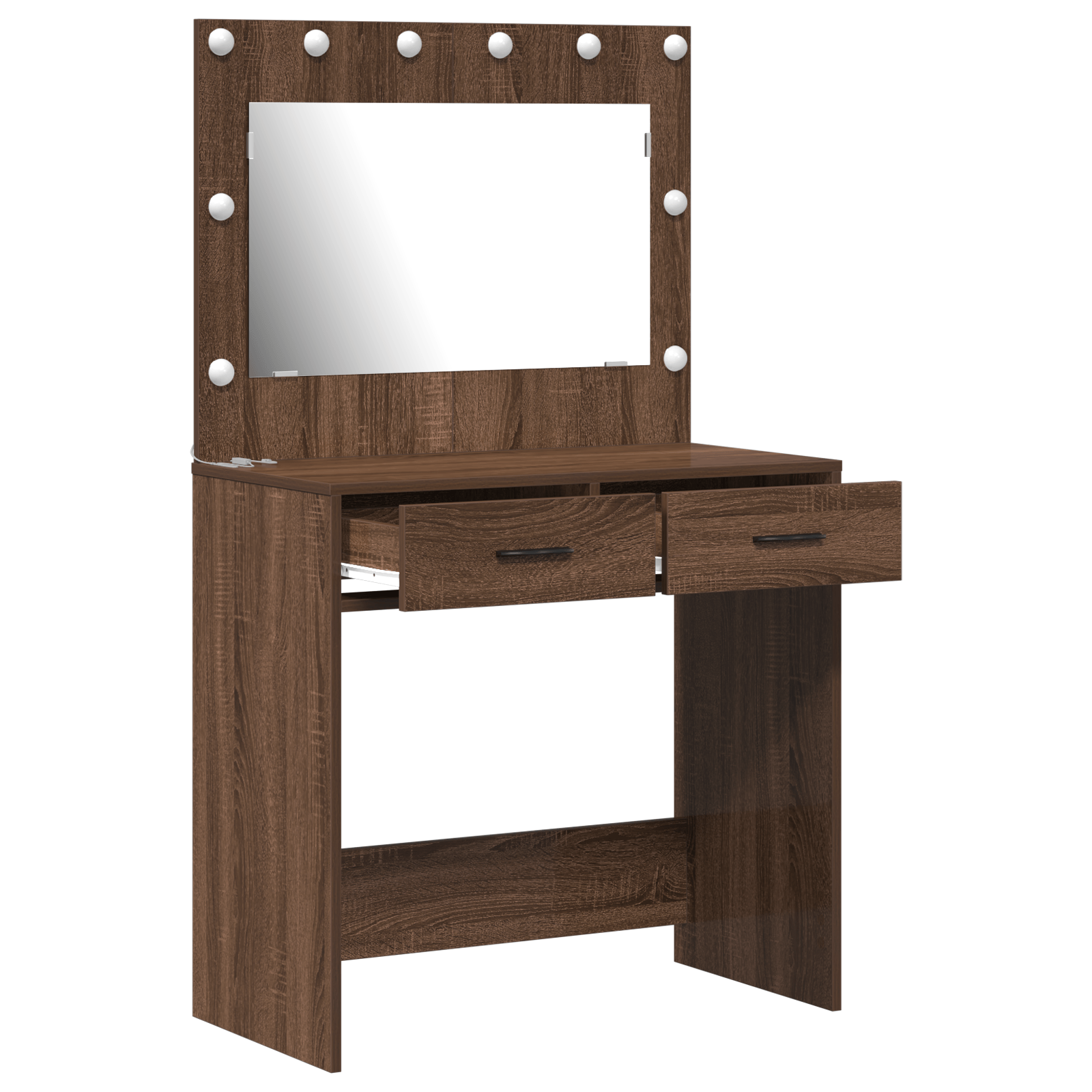 Masa de toaleta cu lumini LED, stejar maro, 78,5x41x135 cm — imaginea 4