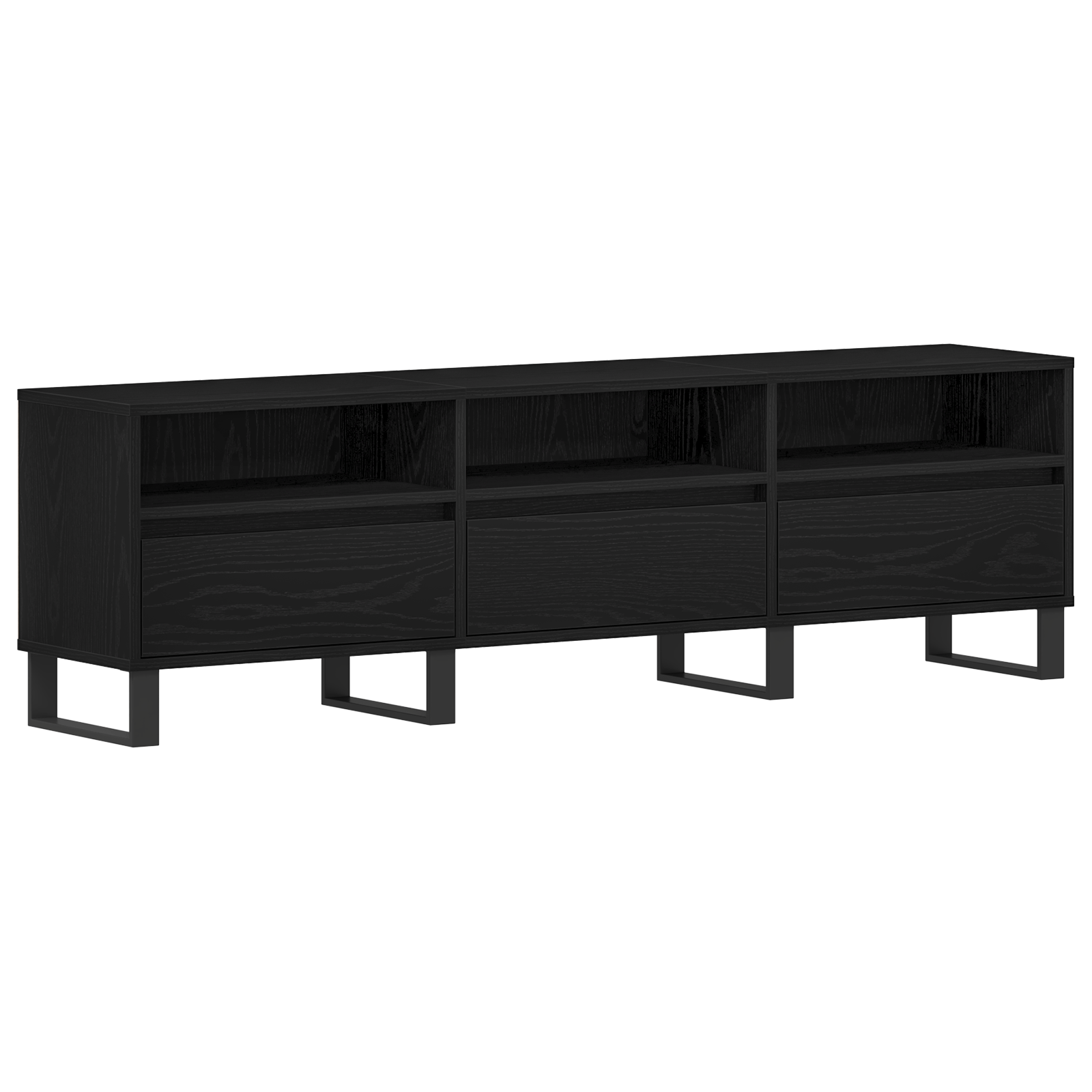 Cabinet TV Negru Stejar 150x30x44,5 cm Lemn prelucrat — imaginea 2