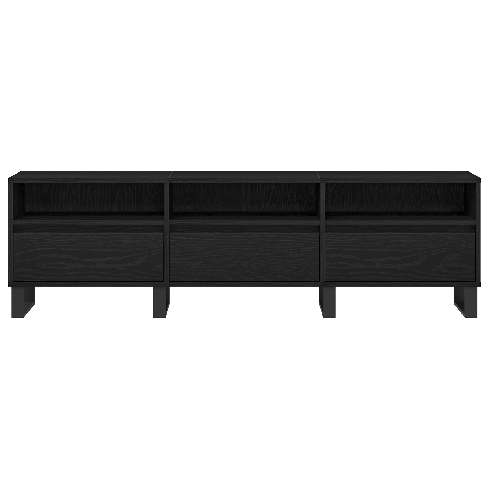 Cabinet TV Negru Stejar 150x30x44,5 cm Lemn prelucrat — imaginea 7