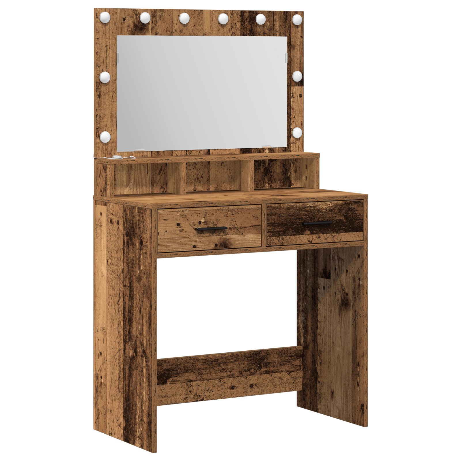 Masa de toaleta cu lumini LED, lemn rustic, 79x41x135 cm — imaginea 2