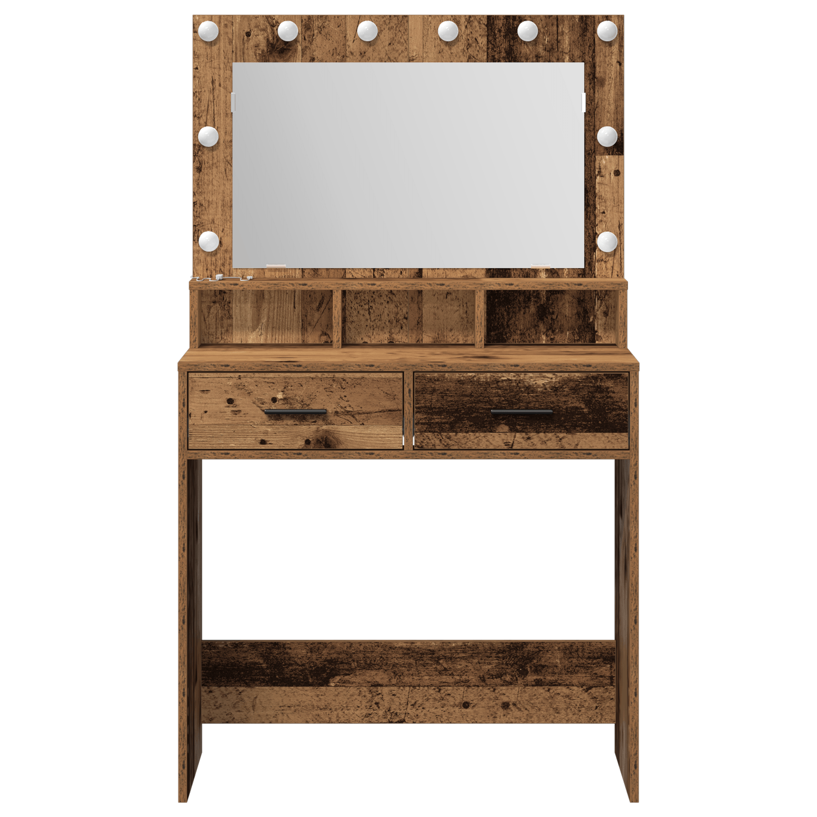 Masa de toaleta cu lumini LED, lemn rustic, 79x41x135 cm — imaginea 5