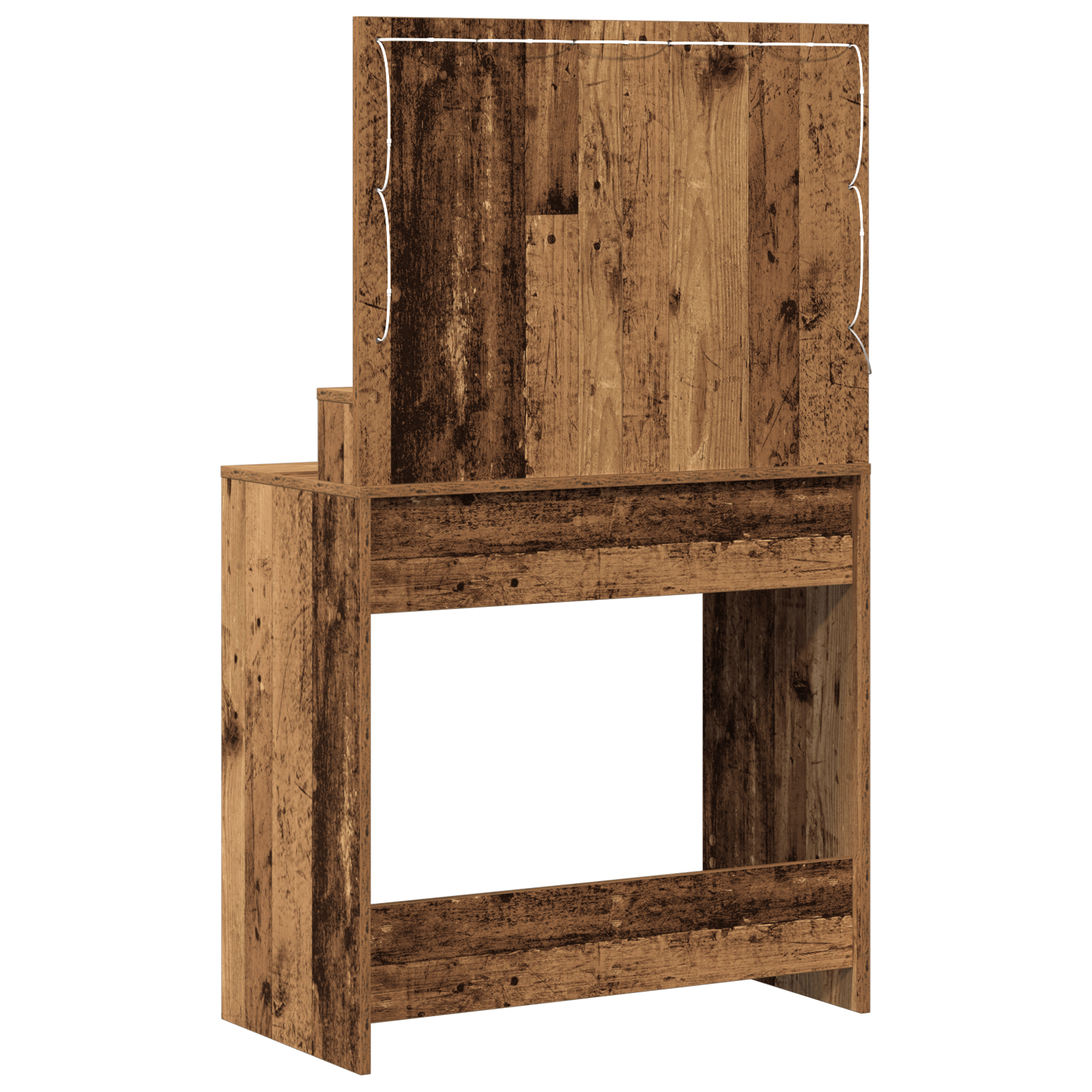 Masa de toaleta cu lumini LED, lemn rustic, 79x41x135 cm — imaginea 7