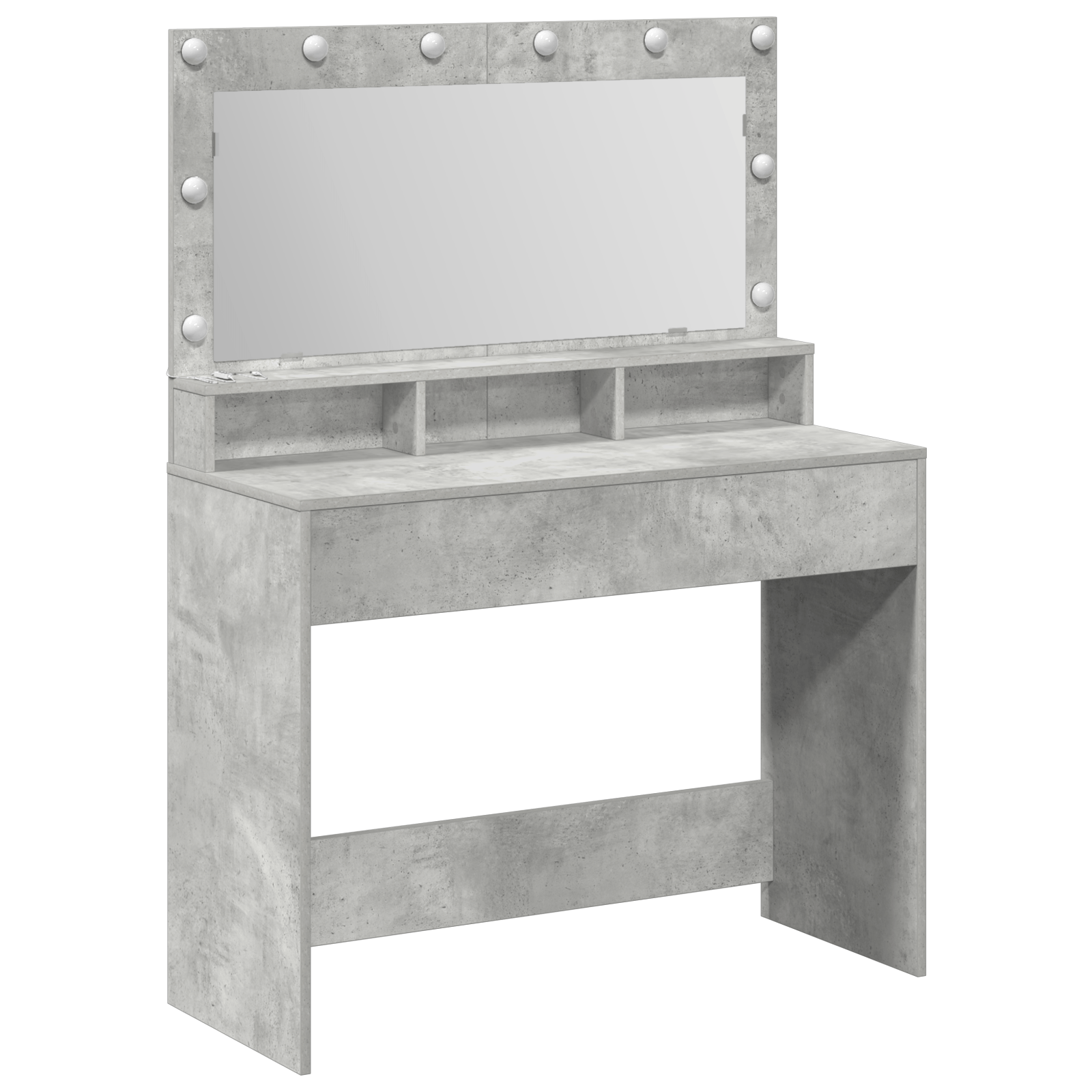 Masa de toaleta cu lumini LED, gri beton, 100x41x135 cm — imaginea 2