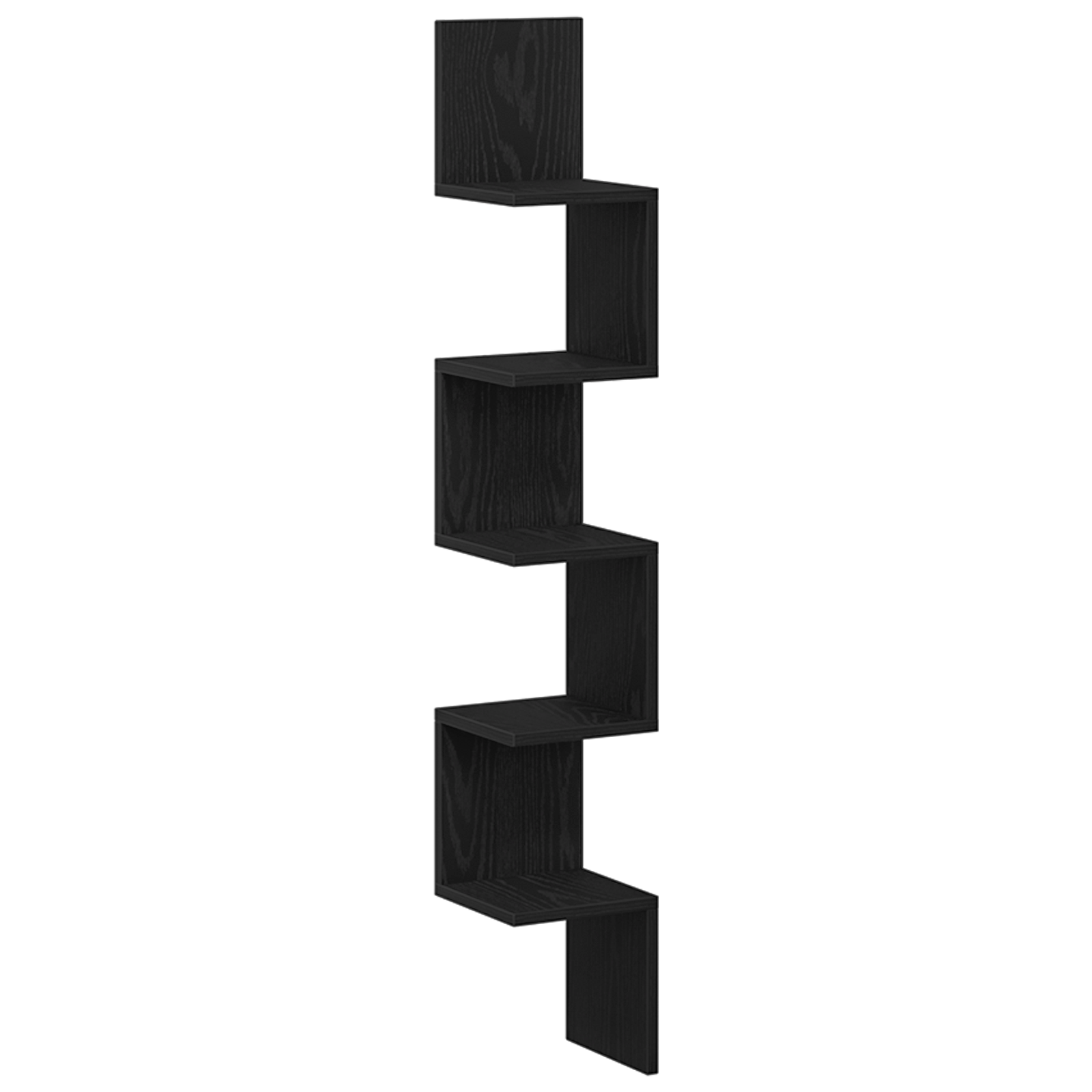 Raft de colt Negru Stejar 20x20x127,5 cm din Lemn prelucrat — imaginea 2
