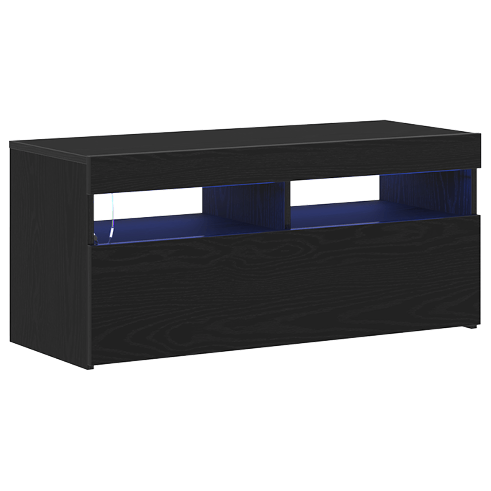 Dulap TV cu LED-uri Stejar Negru 90x35x40 cm Lemn — imaginea 5