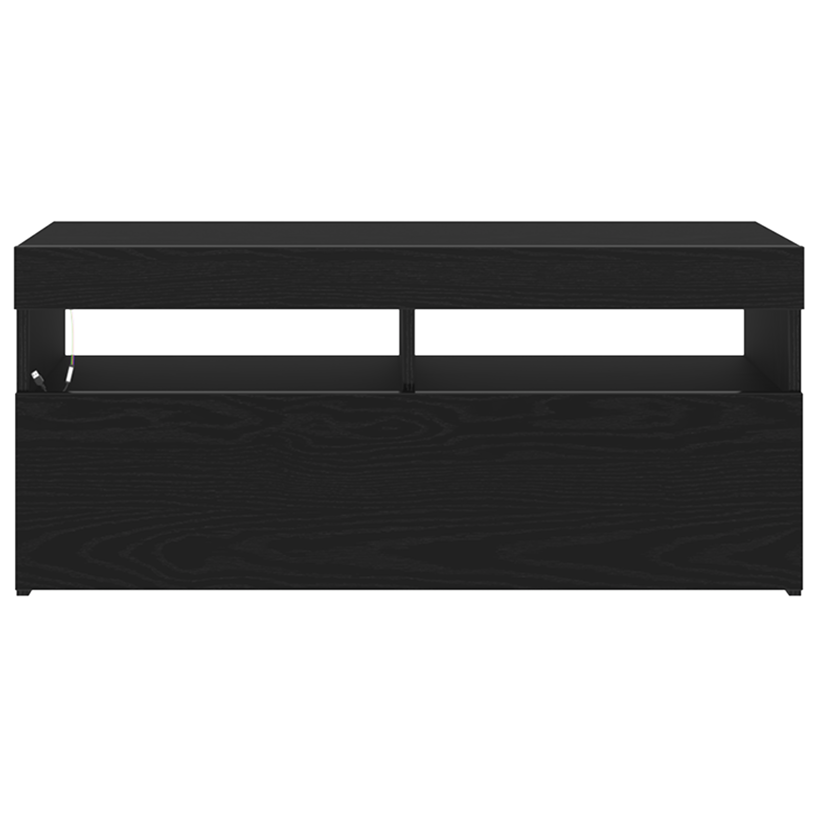 Dulap TV cu LED-uri Stejar Negru 90x35x40 cm Lemn — imaginea 7