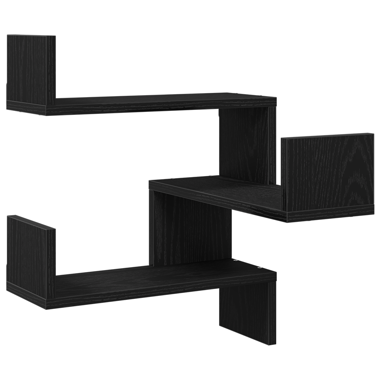 Raft de colt negru din stejar 40x40x49,5 cm, lemn prelucrat — imaginea 2