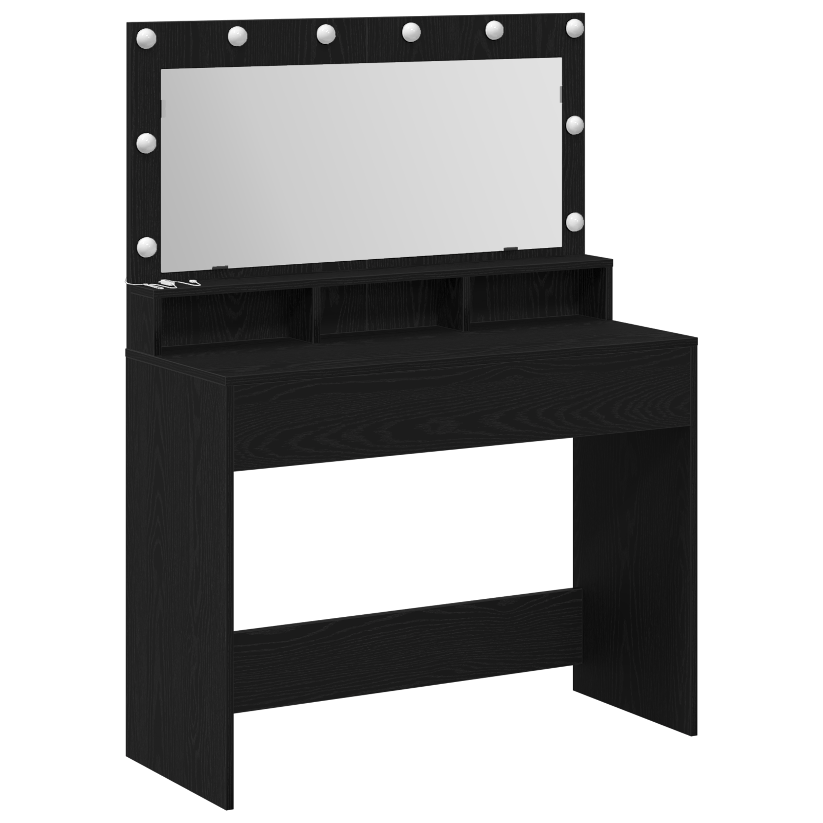 Masa de cosmetica cu lumini LED, stejar negru, 100x41x135 cm — imaginea 2