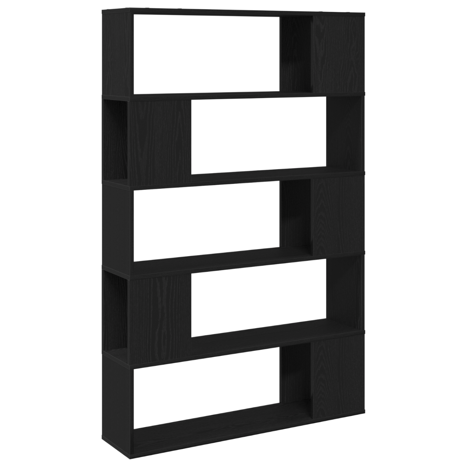 Raft Negru Stejar 100x24x155 cm Lemn prelucrat — imaginea 5