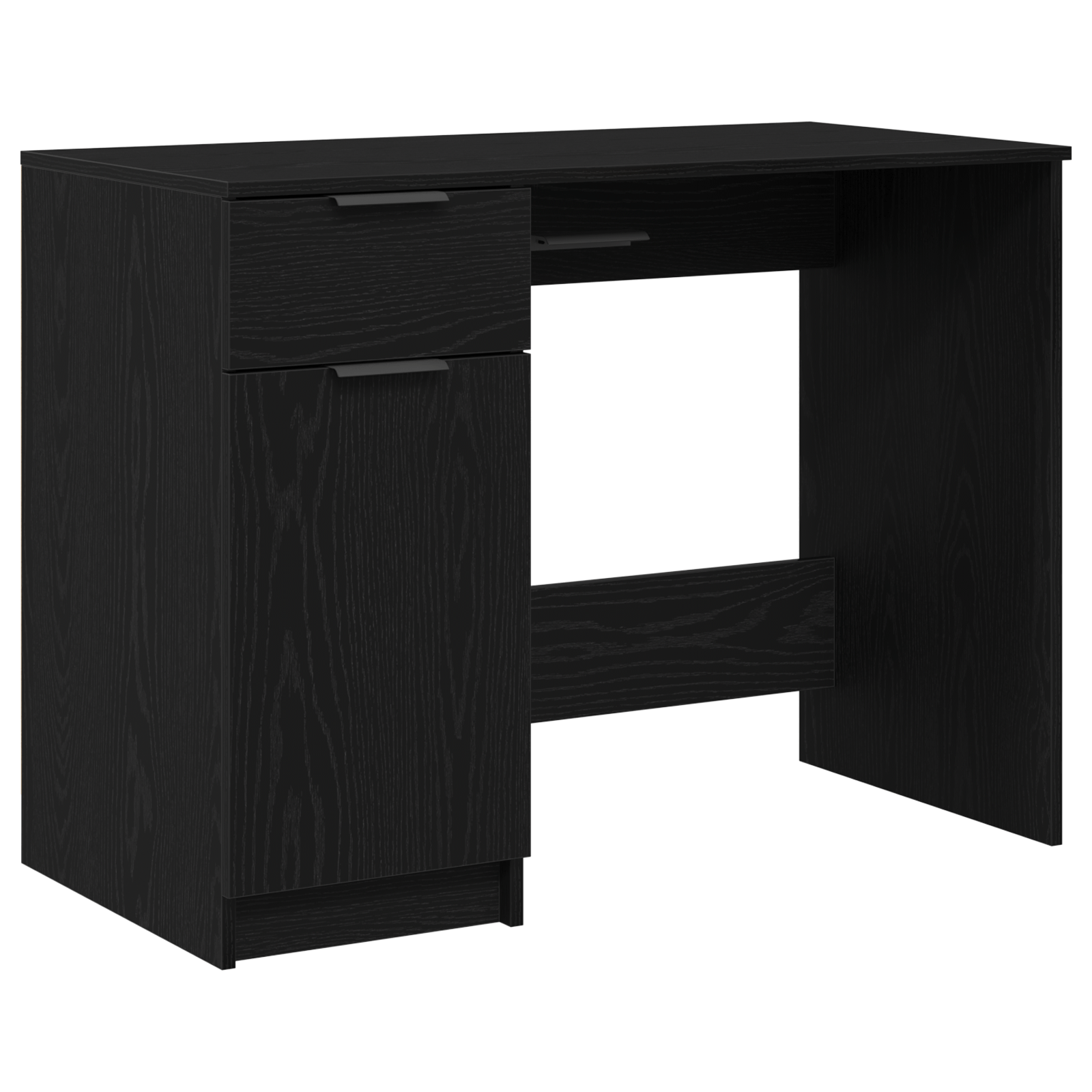 Birou Negru din Stejar - 100x50x75 cm - Fabricat din Lemn Prelucrat — imaginea 2