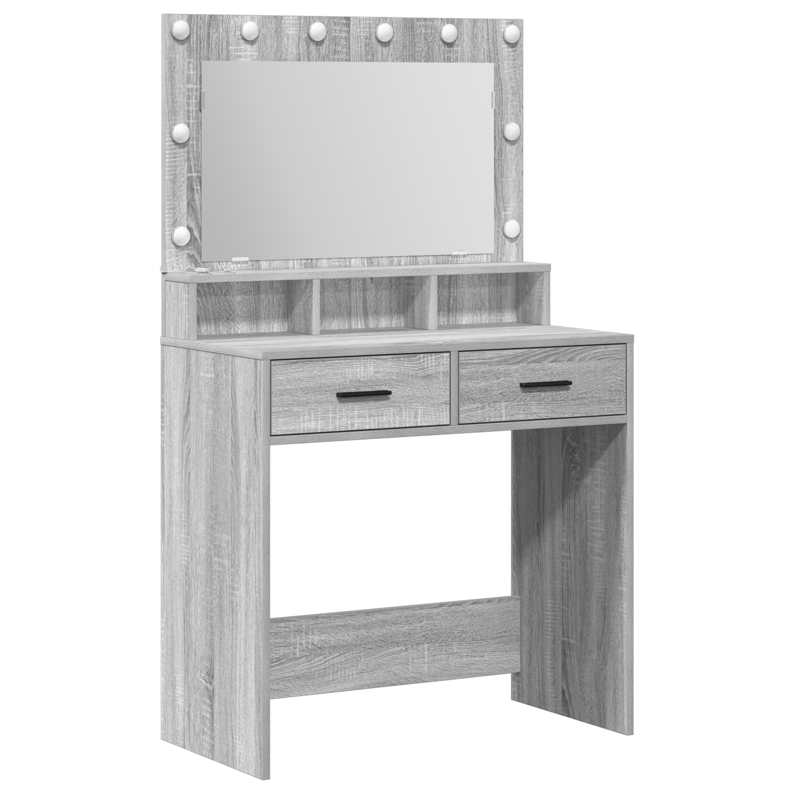Masa de toaleta cu lumini LED, gri sonoma, 79x41x135 cm — imaginea 2