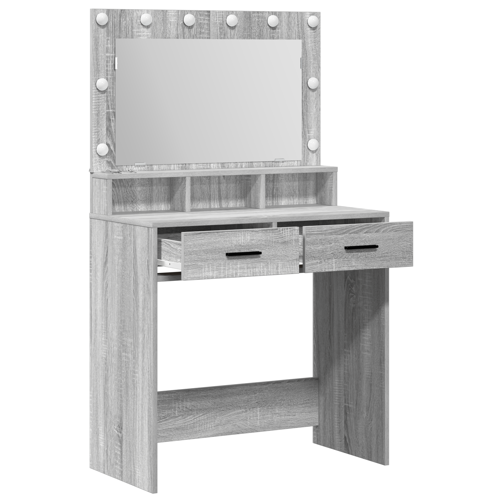 Masa de toaleta cu lumini LED, gri sonoma, 79x41x135 cm — imaginea 4