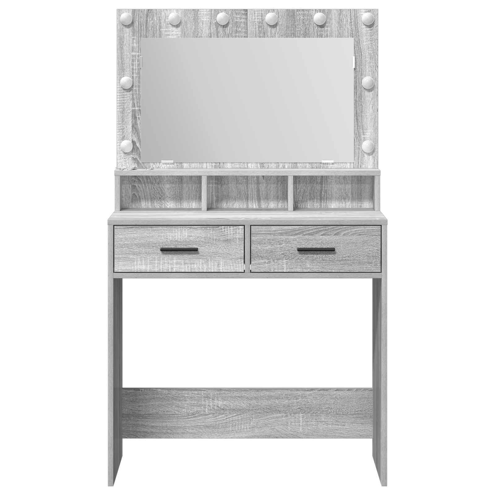 Masa de toaleta cu lumini LED, gri sonoma, 79x41x135 cm — imaginea 5