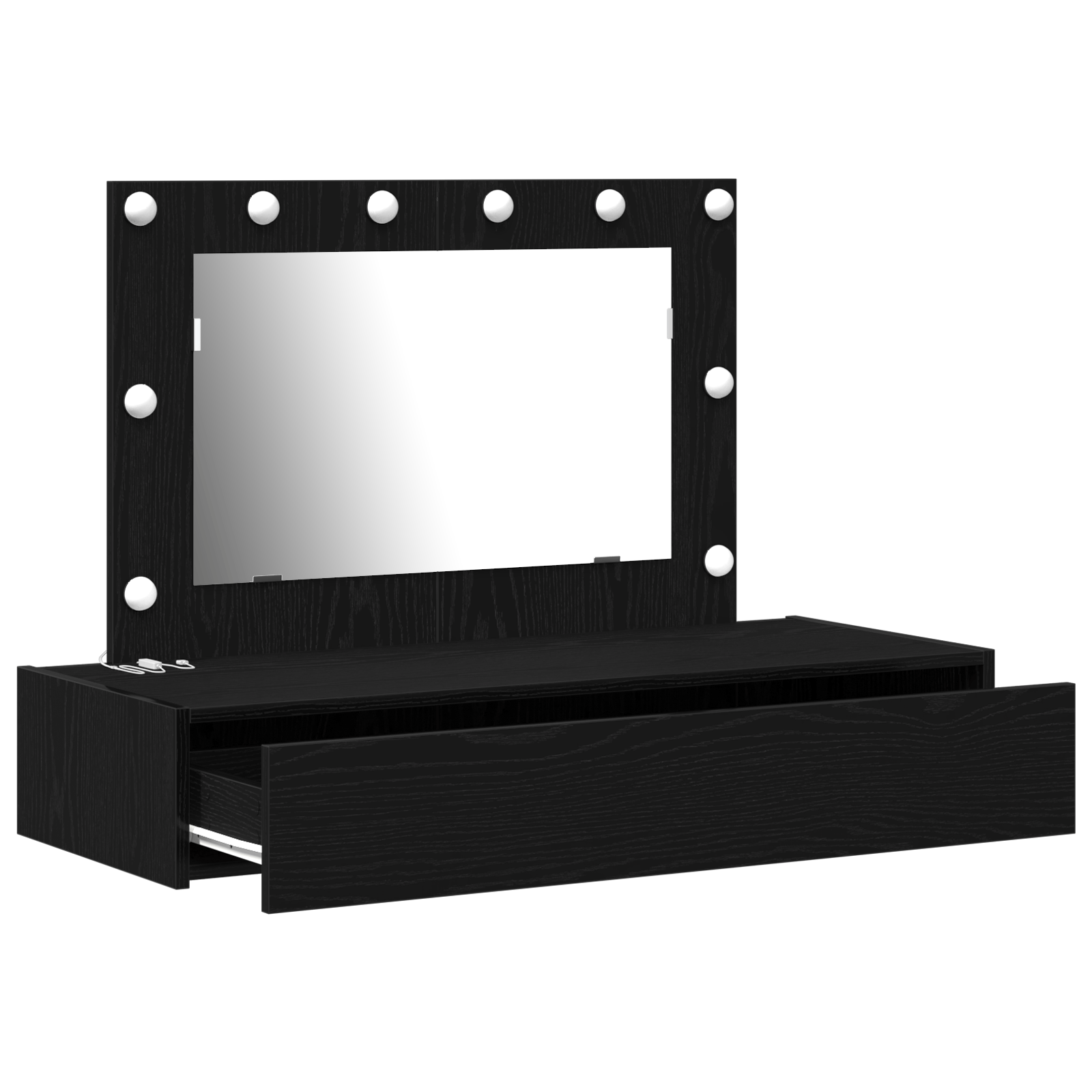 Masa de toaleta suspendata cu LED, stejar negru — imaginea 4