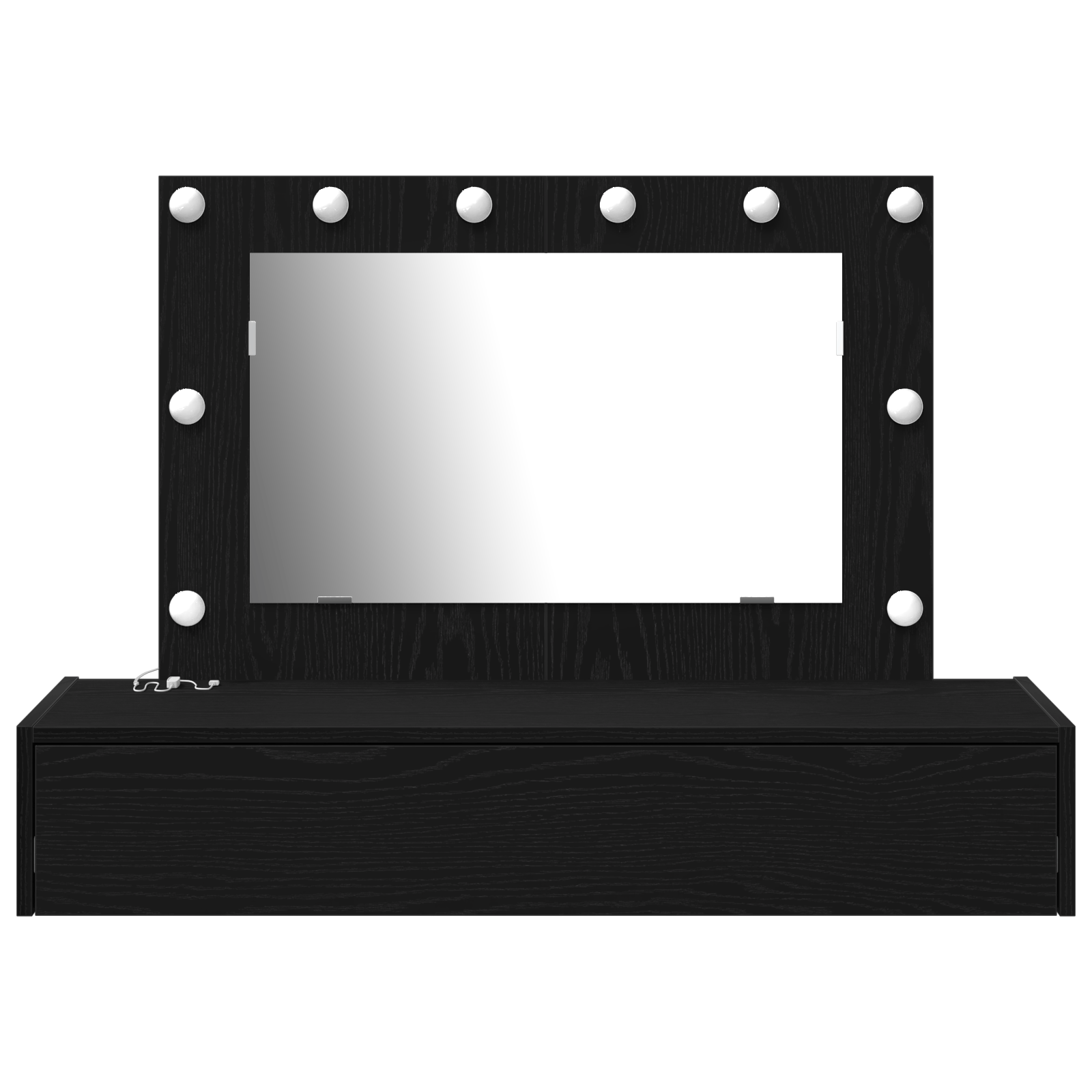 Masa de toaleta suspendata cu LED, stejar negru — imaginea 5