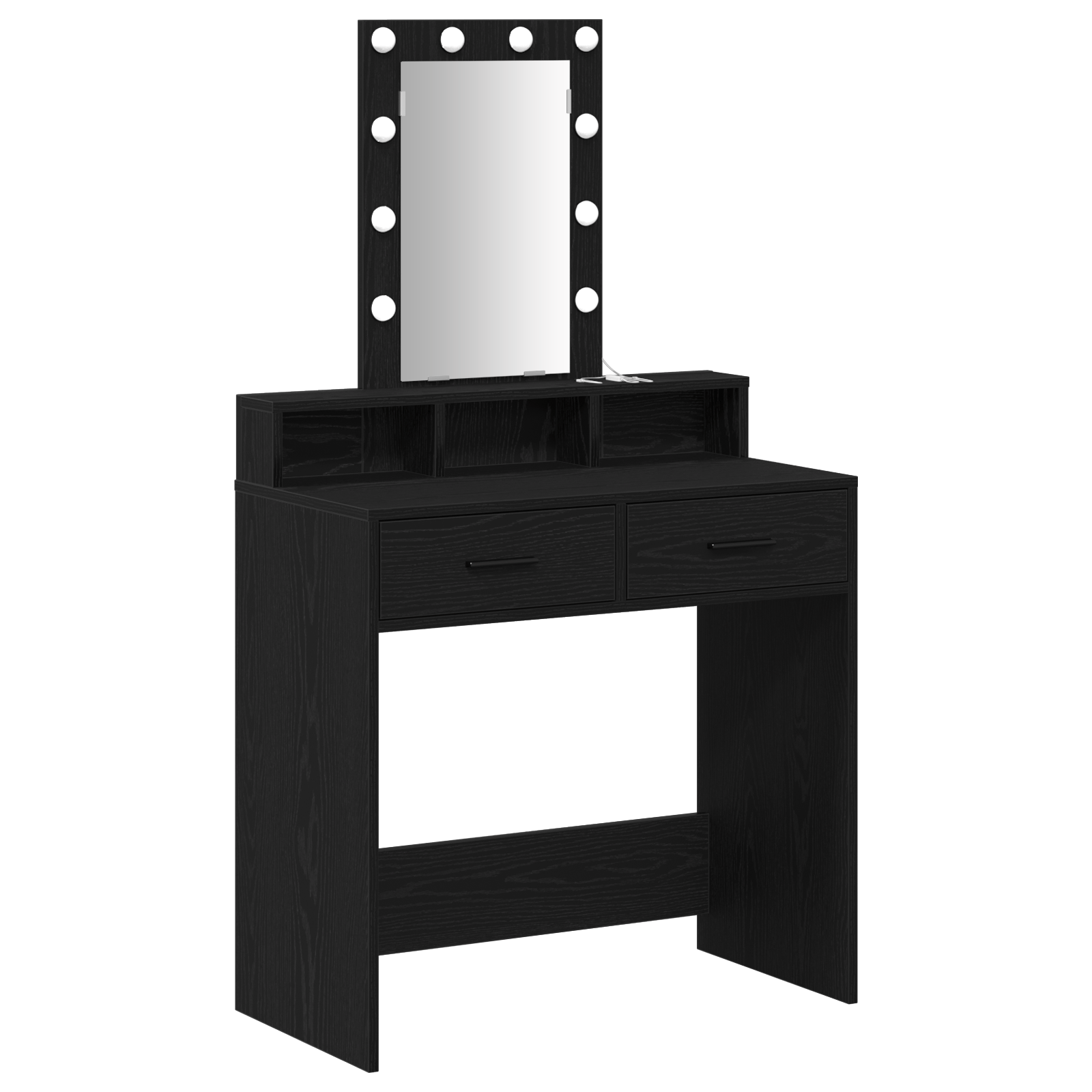 Masa de toaleta cu LED, stejar negru, 79x41x140 cm — imaginea 2