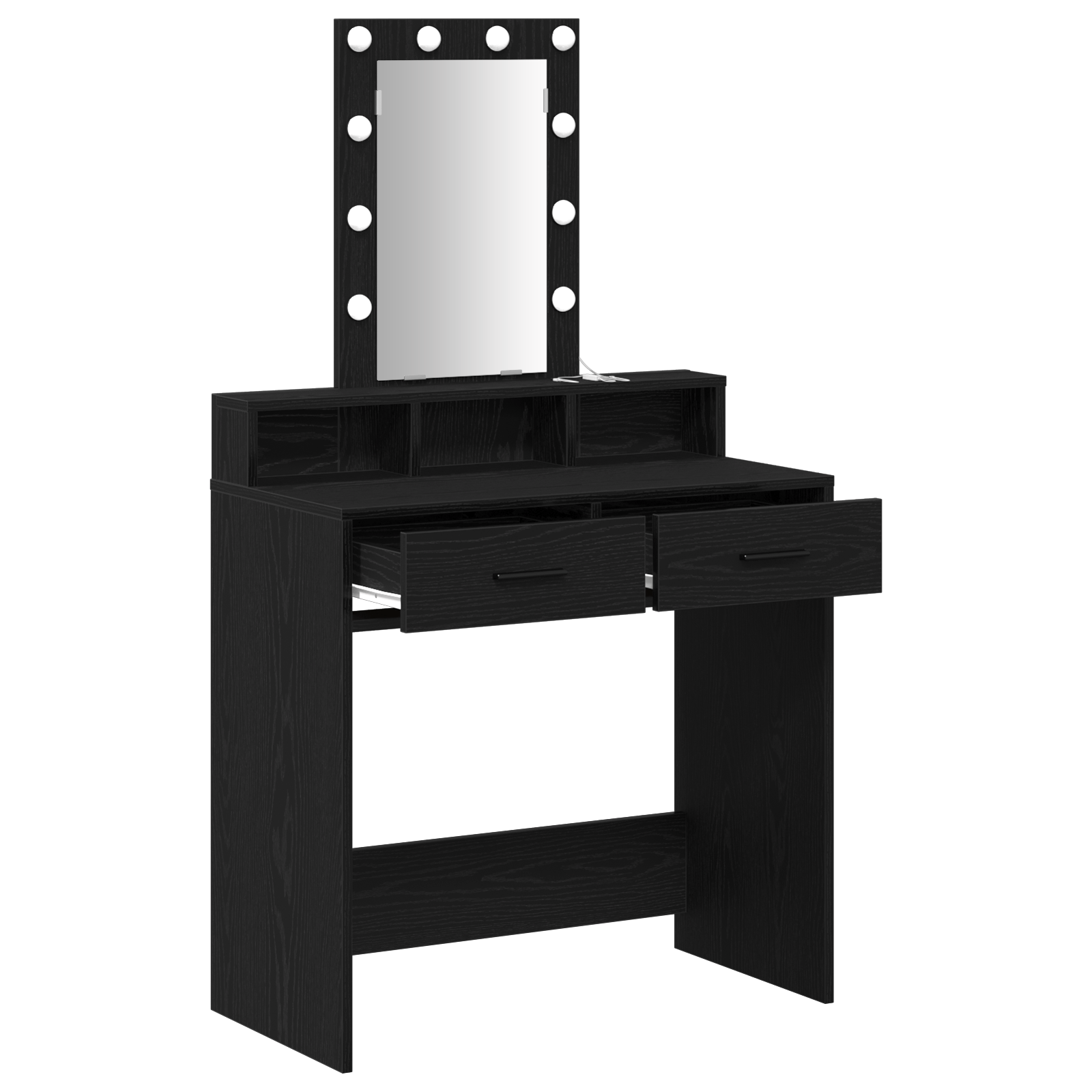 Masa de toaleta cu LED, stejar negru, 79x41x140 cm — imaginea 4